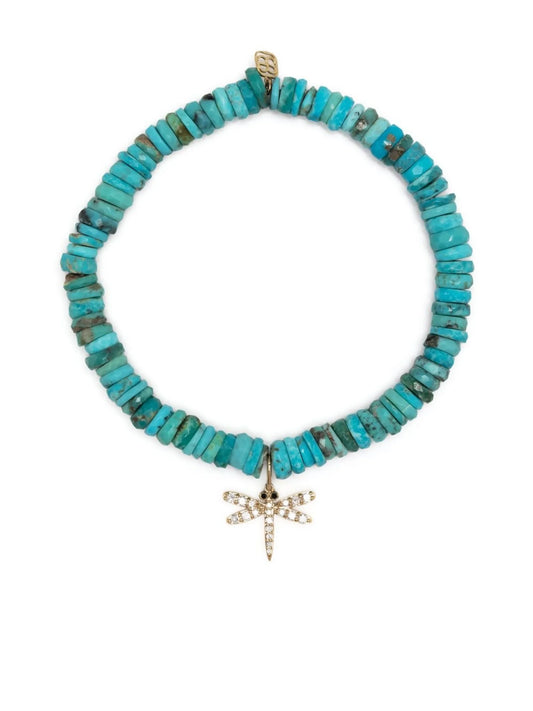 14kt yellow gold turquoise beaded bracelet