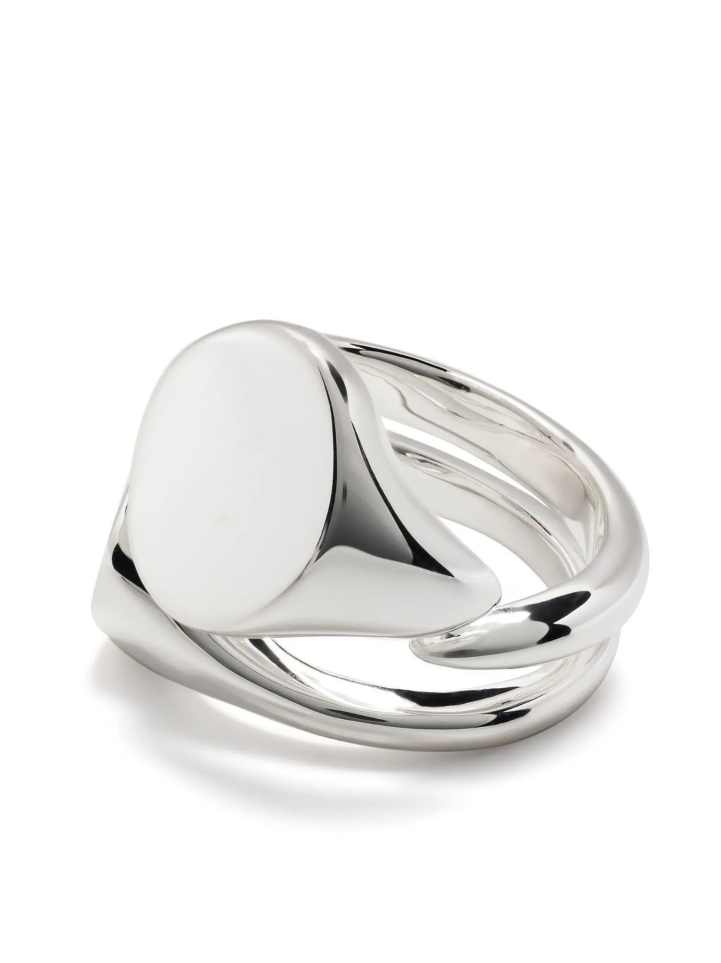 logo-engraved silver signet ring