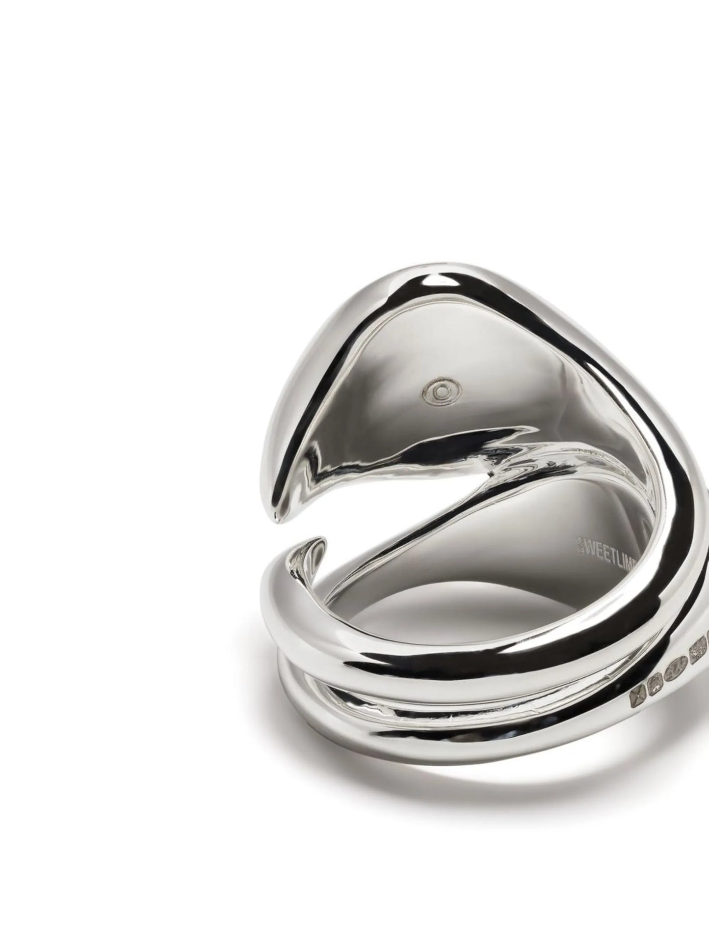 logo-engraved silver signet ring