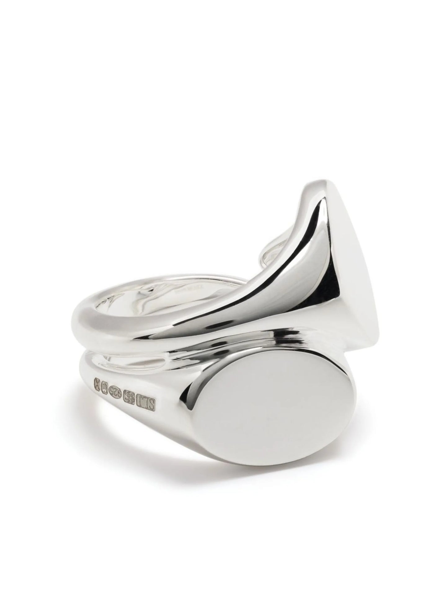 logo-engraved silver signet ring