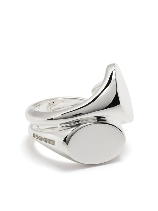 logo-engraved silver signet ring