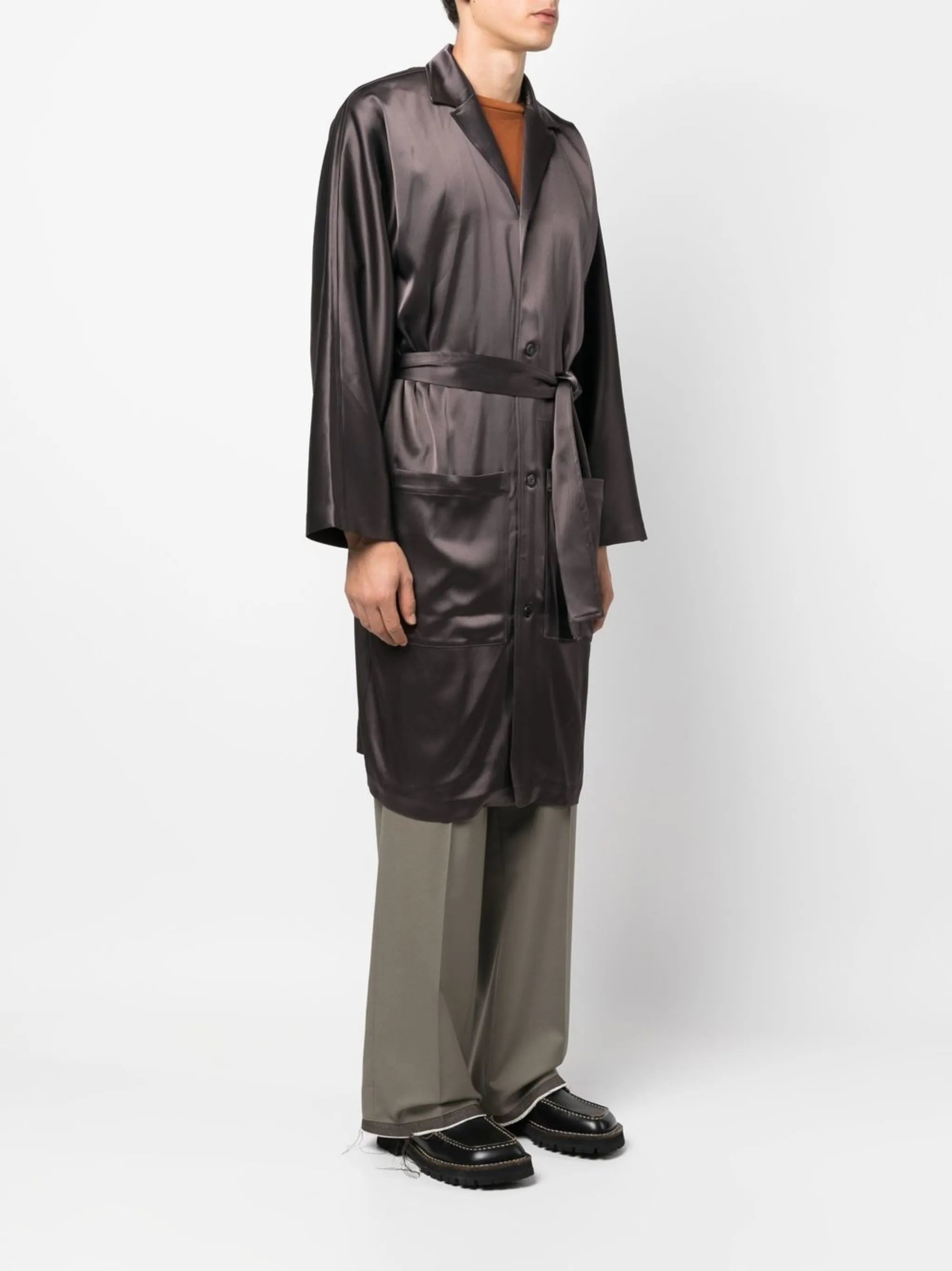cuban-collar self-tie shirt