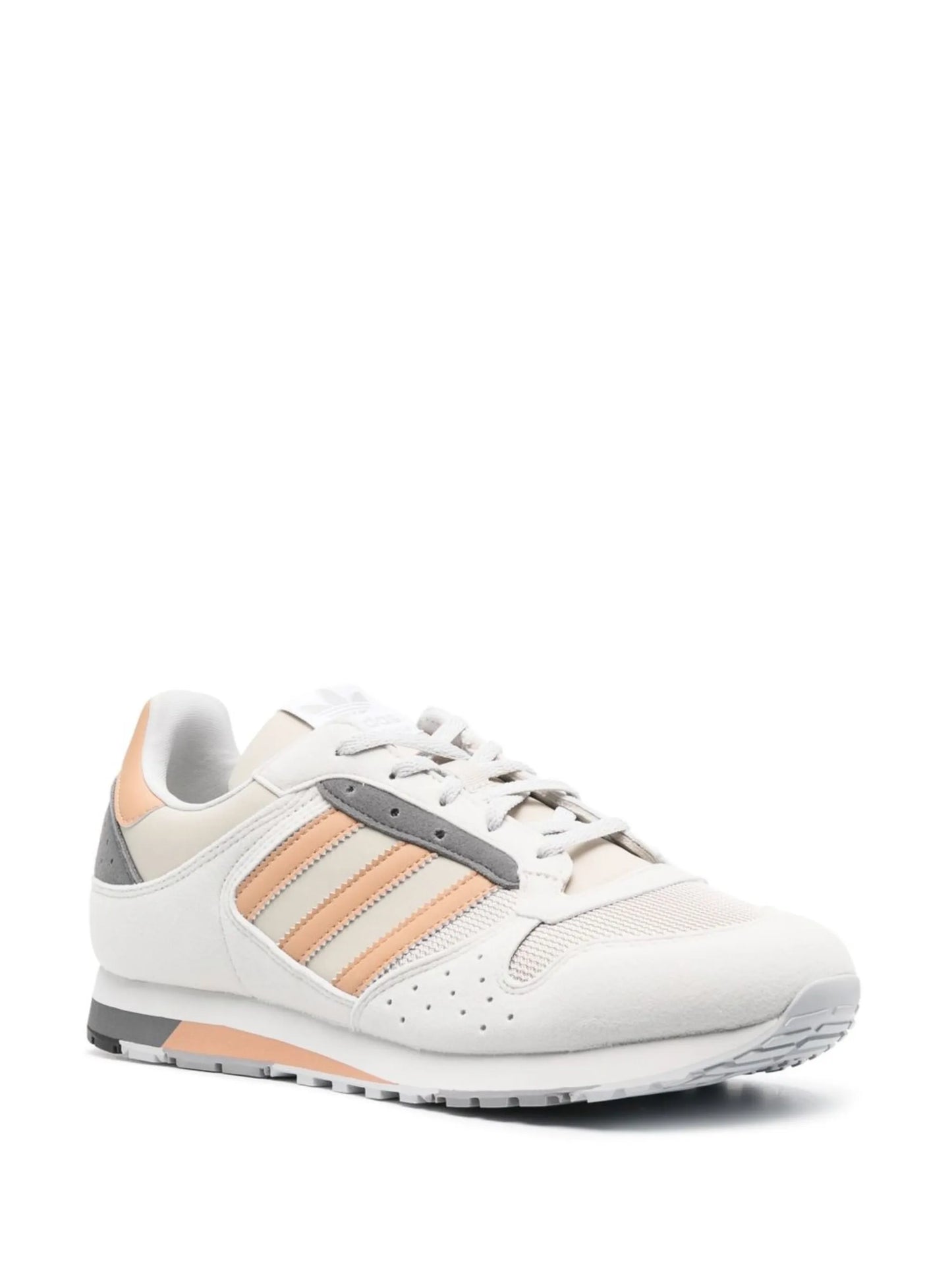 three-stripe faux leather sneakers