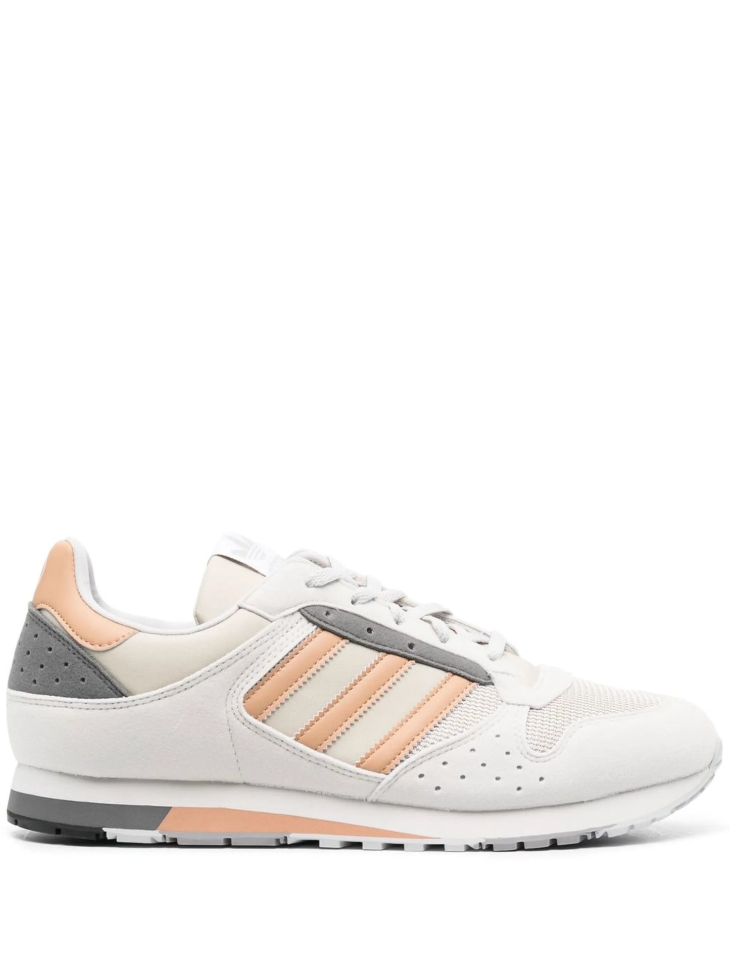three-stripe faux leather sneakers