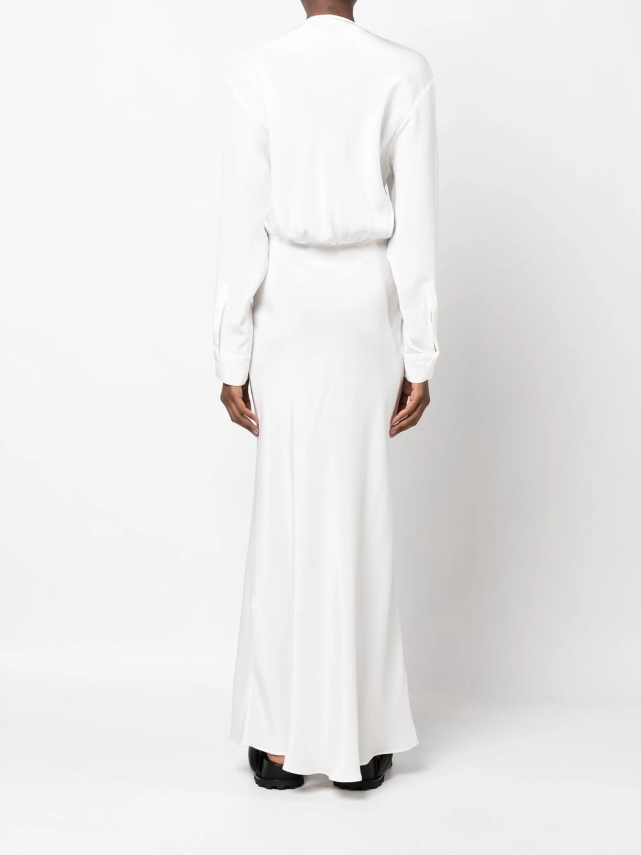 cut out-detail silk maxi dress