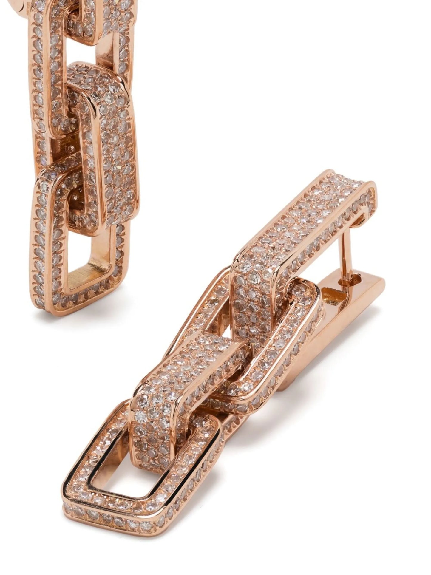 18K rose gold triple deco diamond earrings