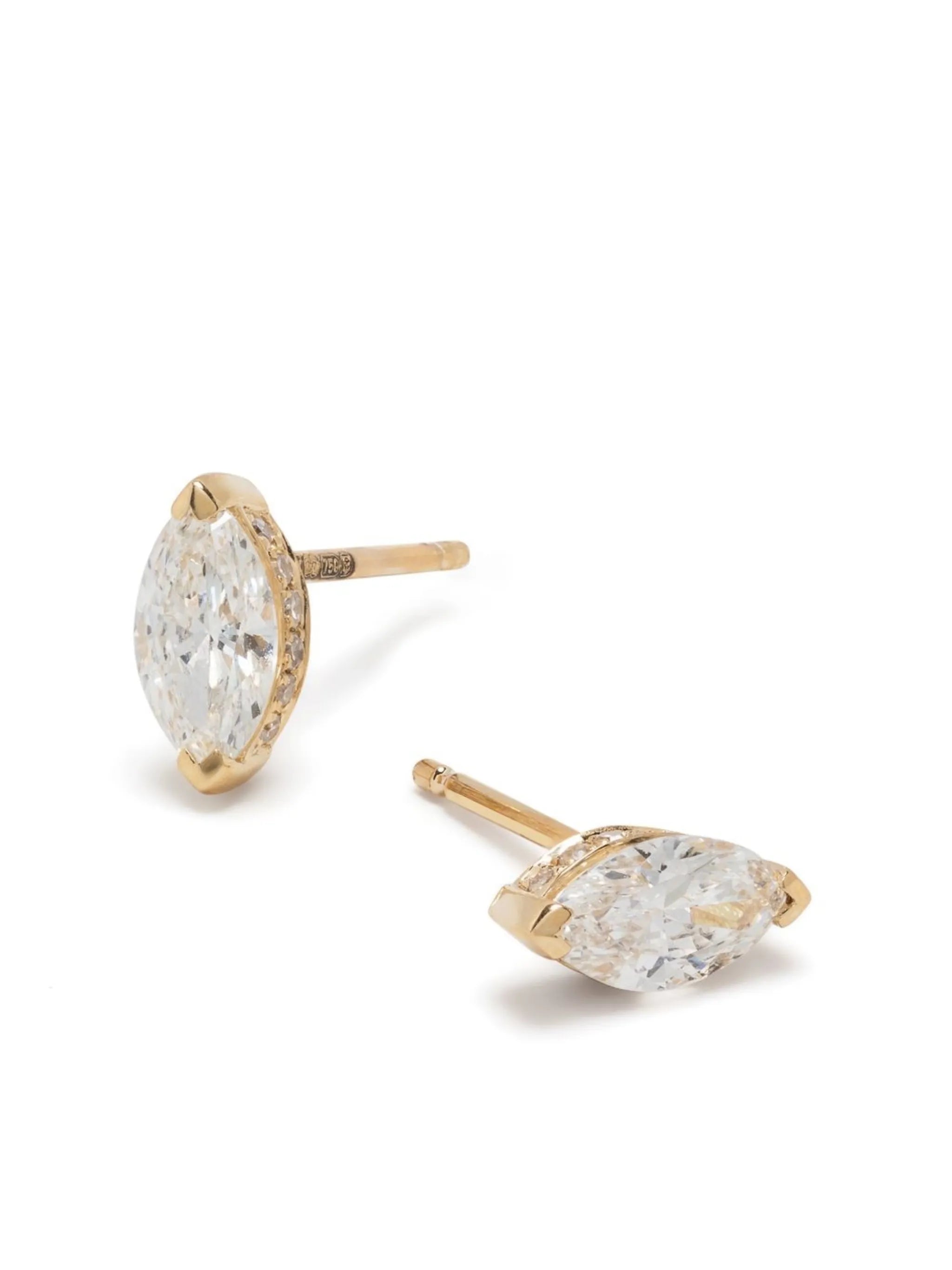 18K yellow gold diamond marquise studs