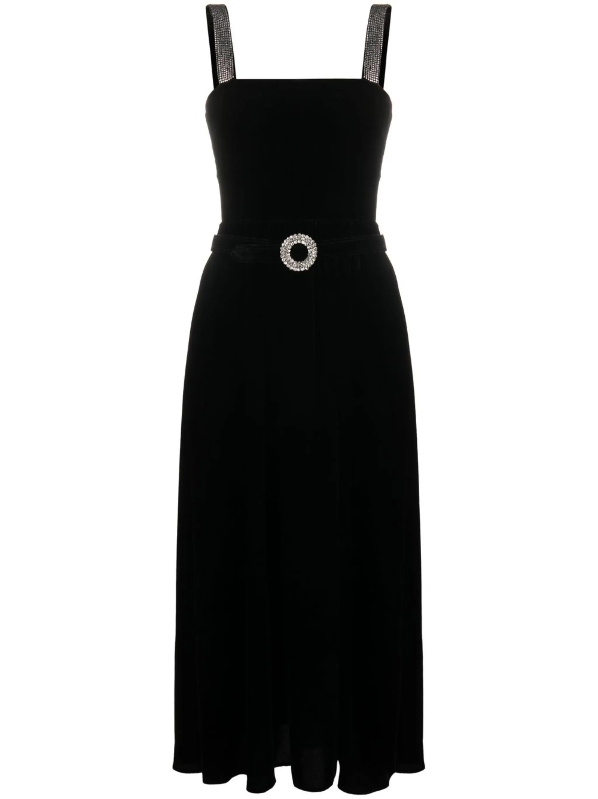 crystal-embellished velvet midi dress