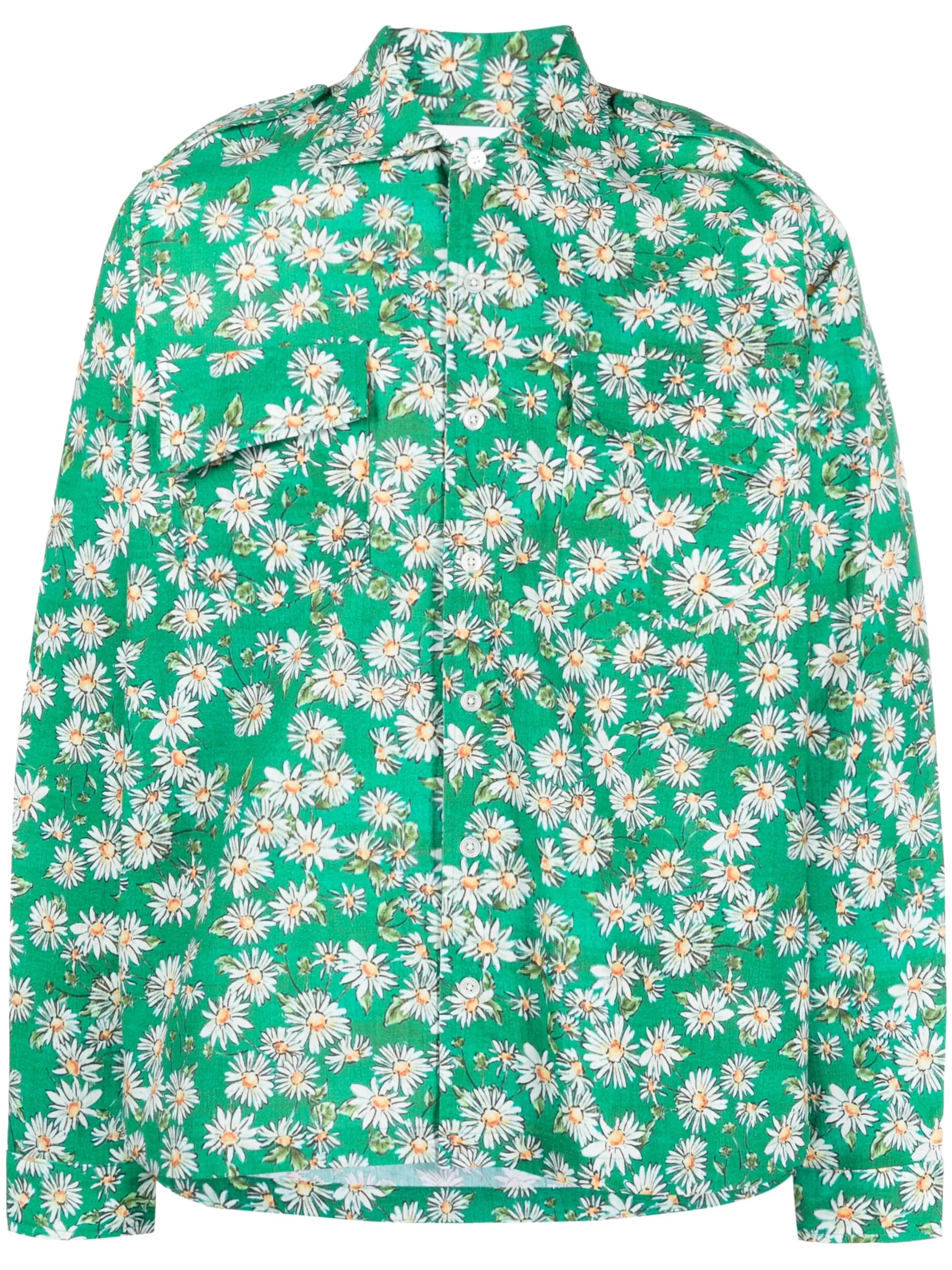 daisy-print long-sleeved shirt