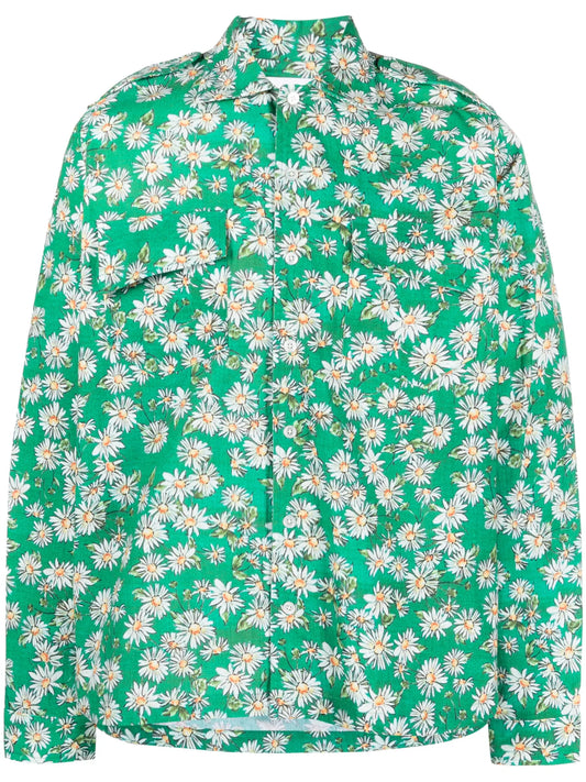 daisy-print long-sleeved shirt