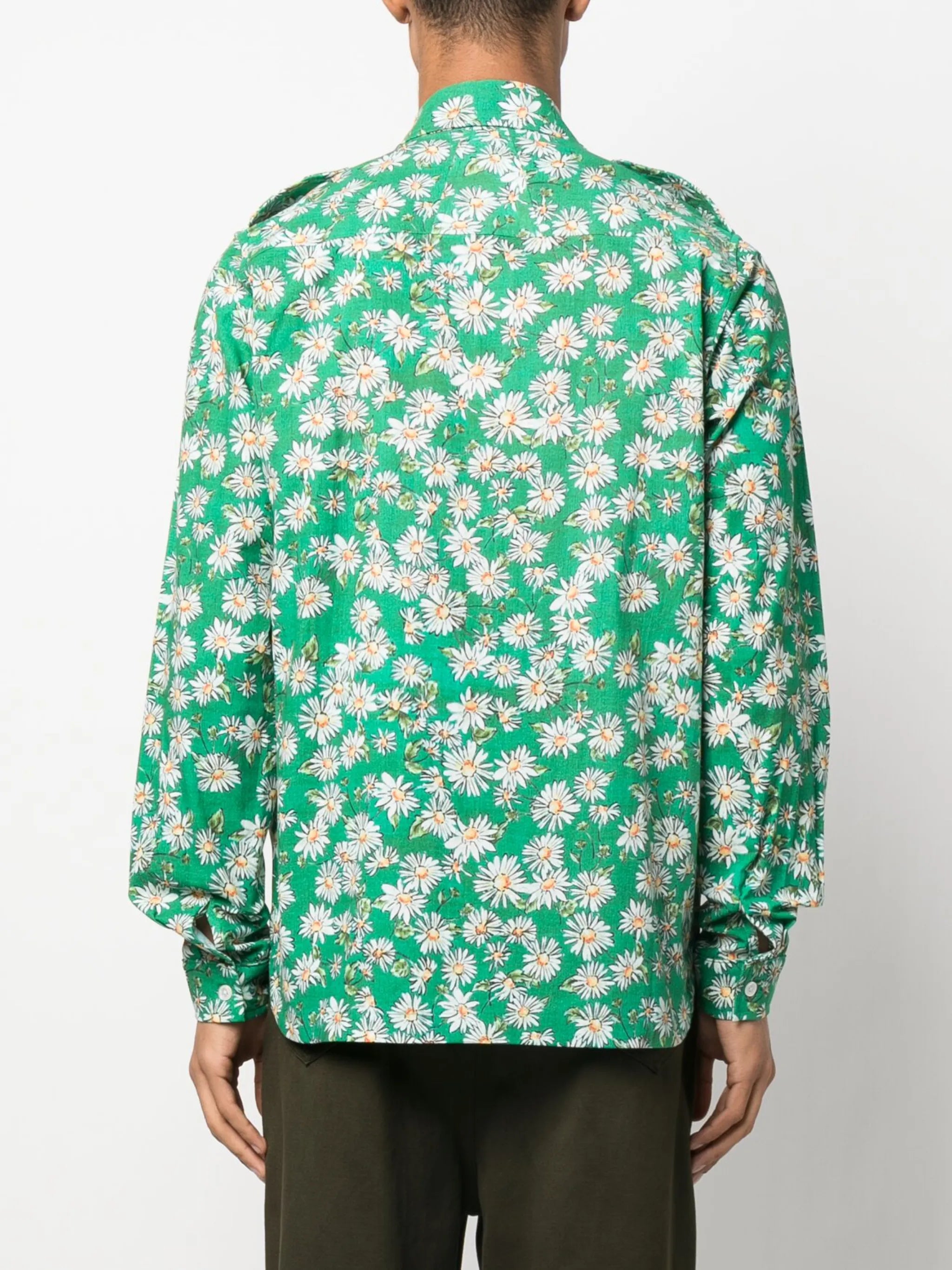 daisy-print long-sleeved shirt
