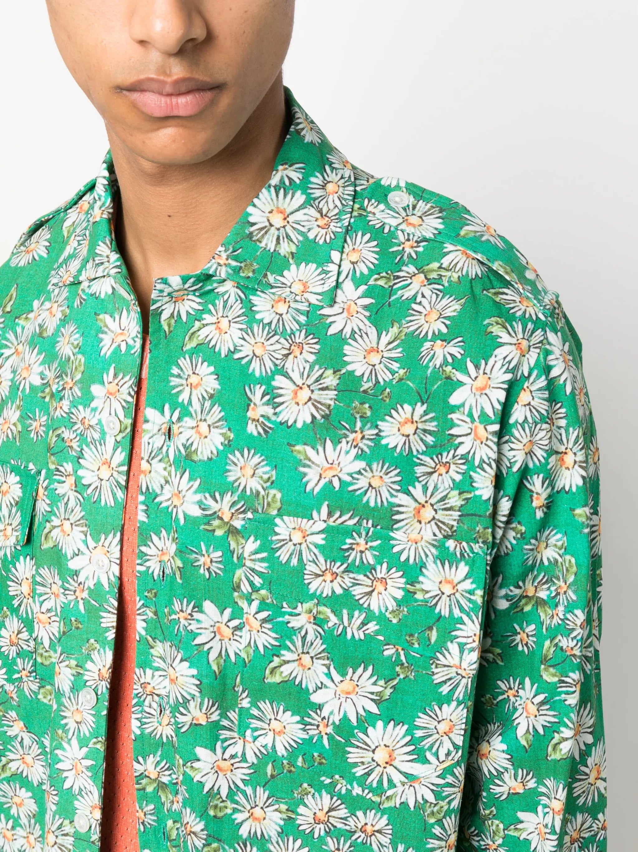 daisy-print long-sleeved shirt