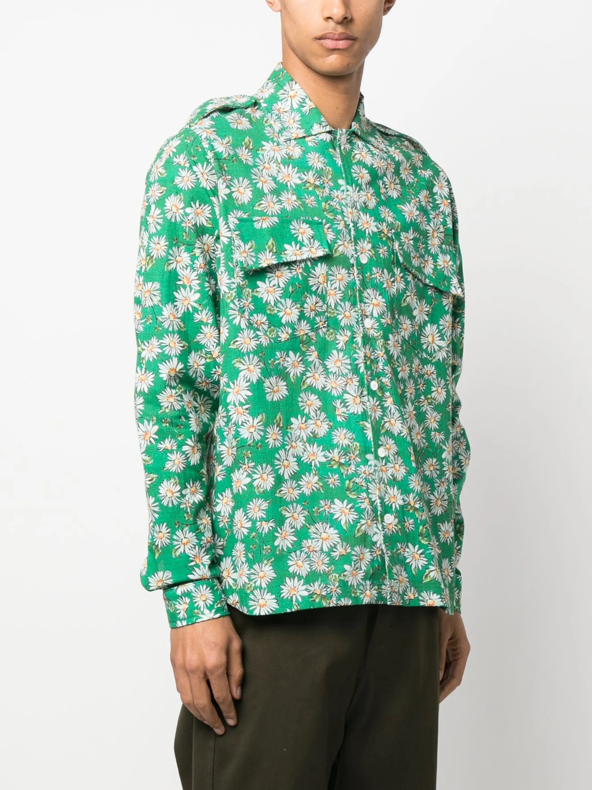 daisy-print long-sleeved shirt