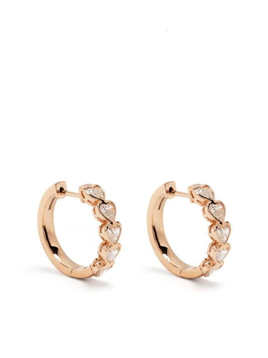 18kt rose gold bezel heart diamond earrings
