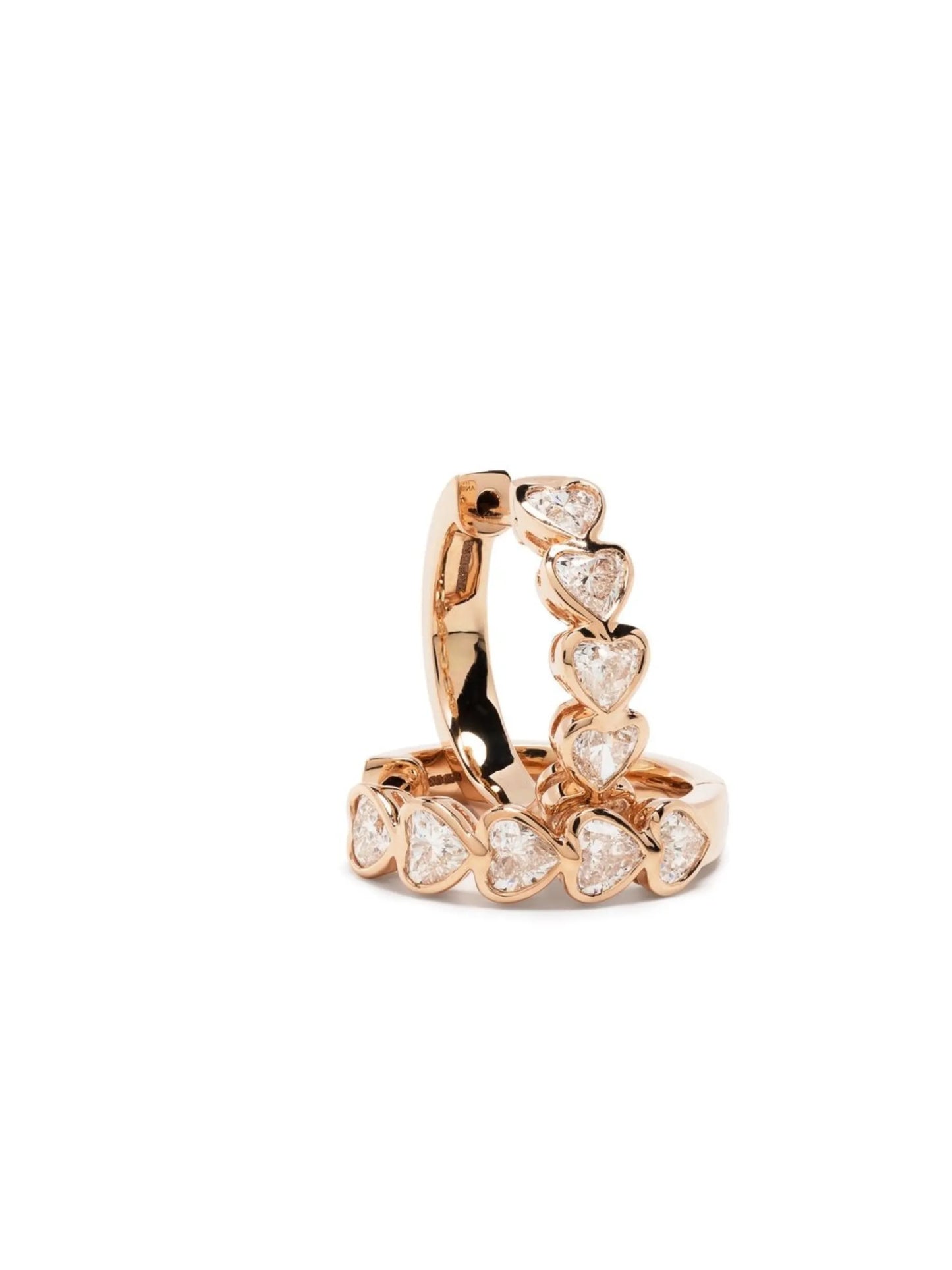 18kt rose gold bezel heart diamond earrings