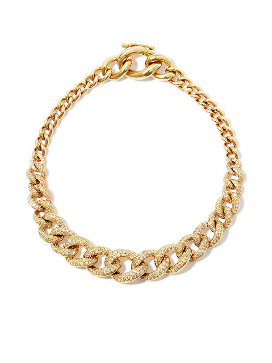18K yellow gold diamond gradual pave link bracelet