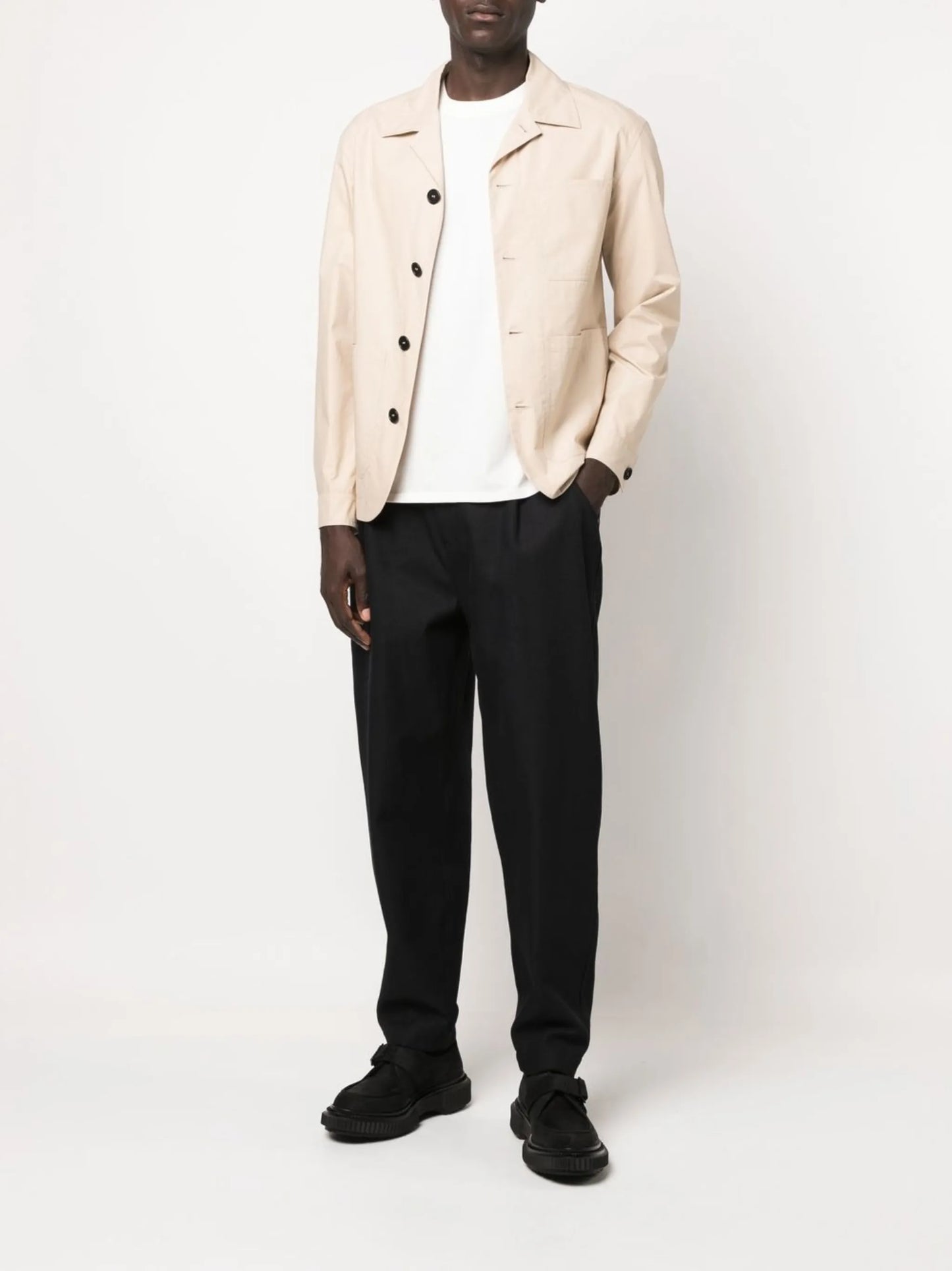 Cuban-collar organic-cotton shirt-jacket