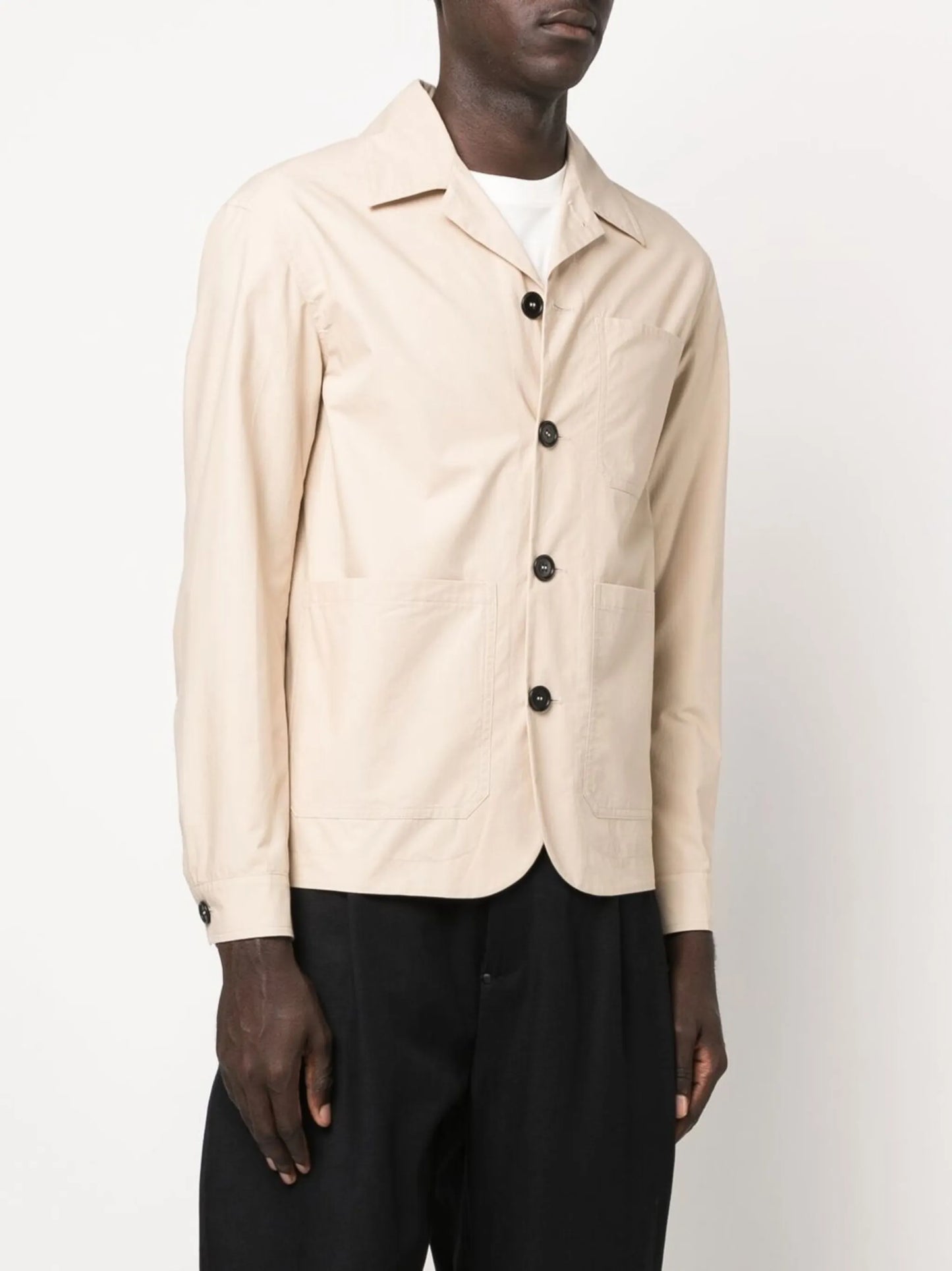 Cuban-collar organic-cotton shirt-jacket