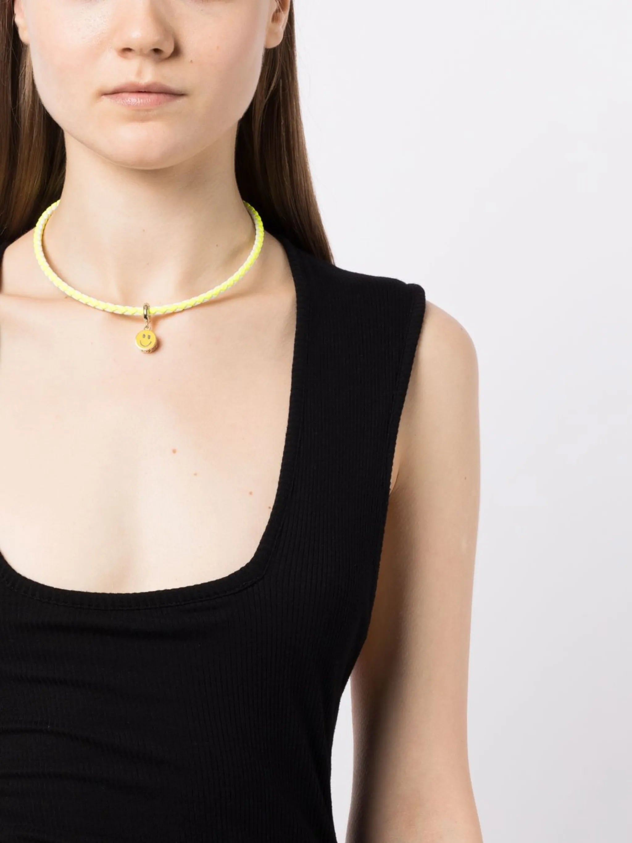 14kt yellow gold smiley face cord necklace