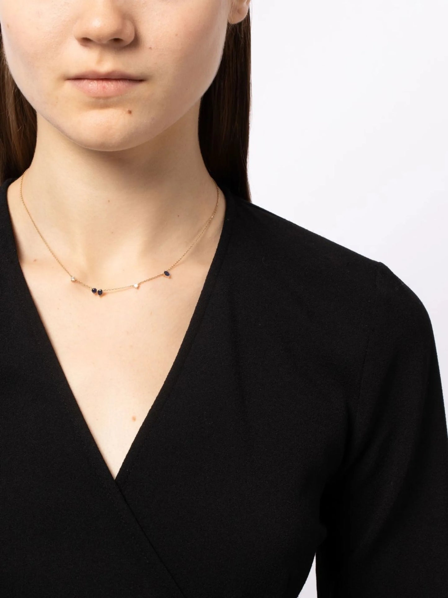 14kt yellow gold Premier Amigos sapphire and diamond necklace