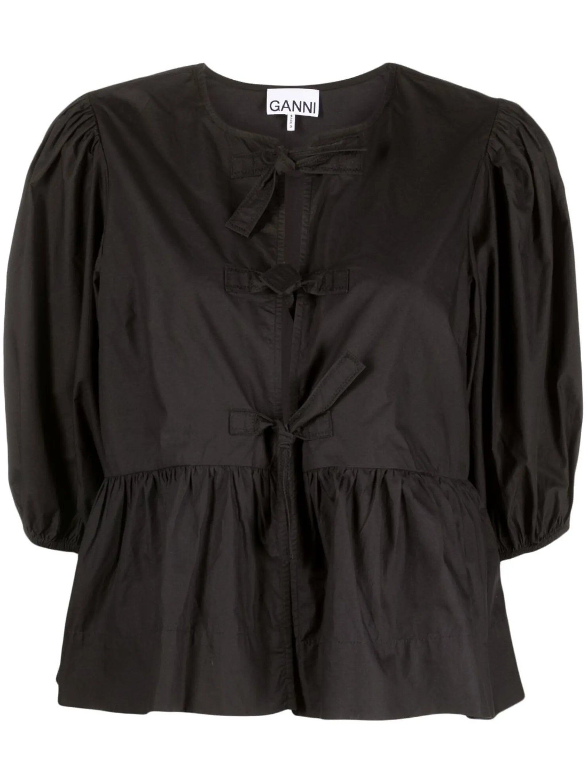 puff-sleeved peplum blouse