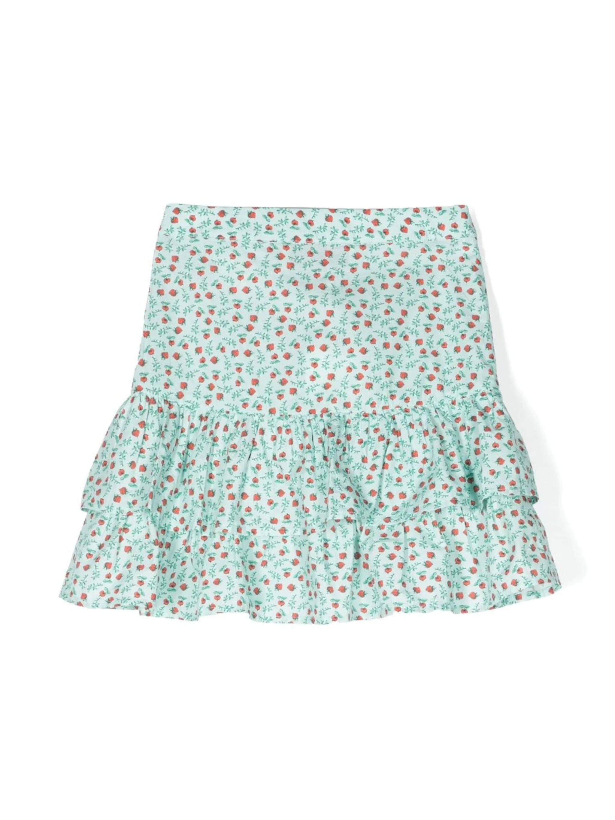 floral-print ruffled mini skirt