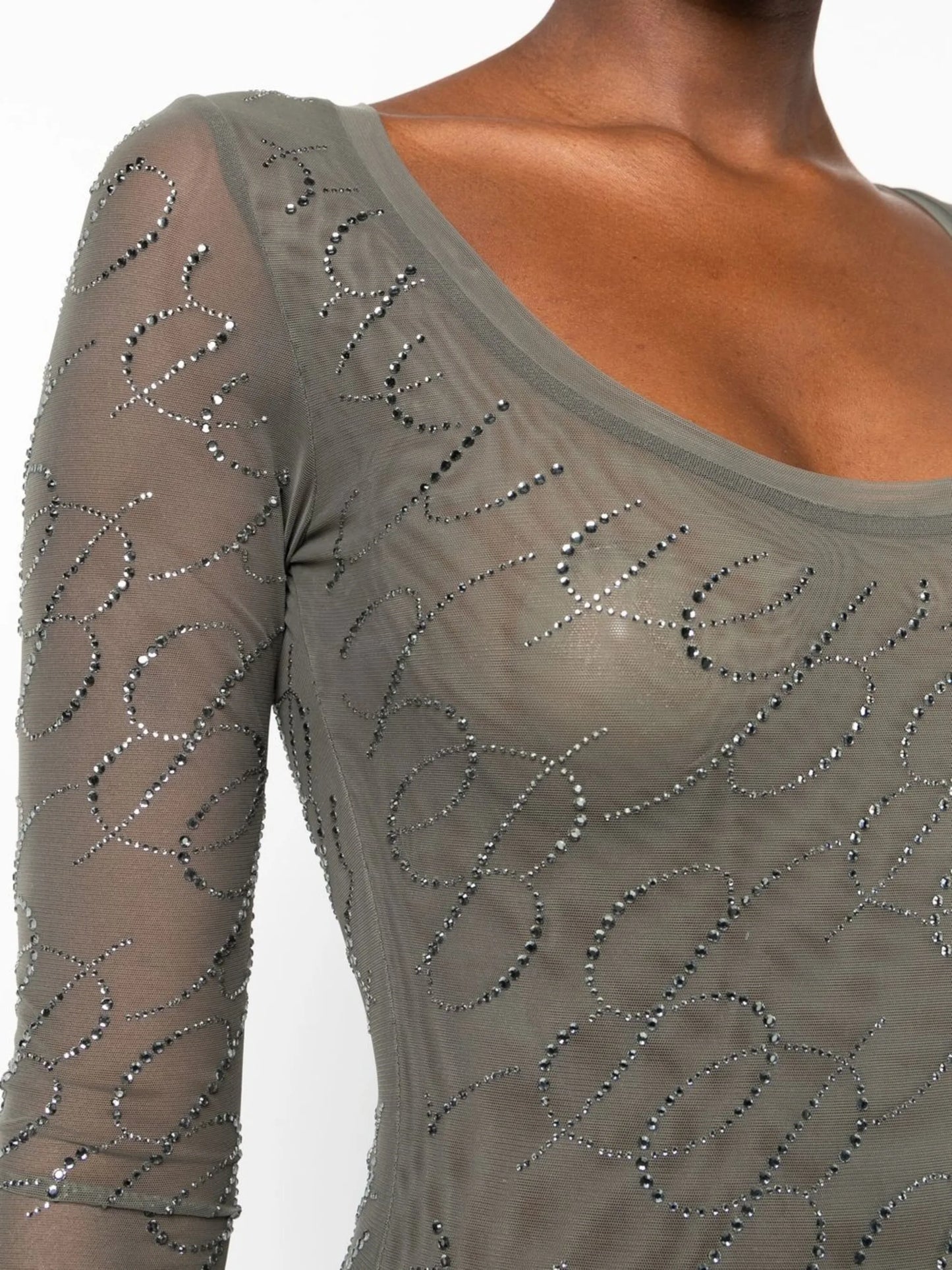crystal-embellished tulle minidress