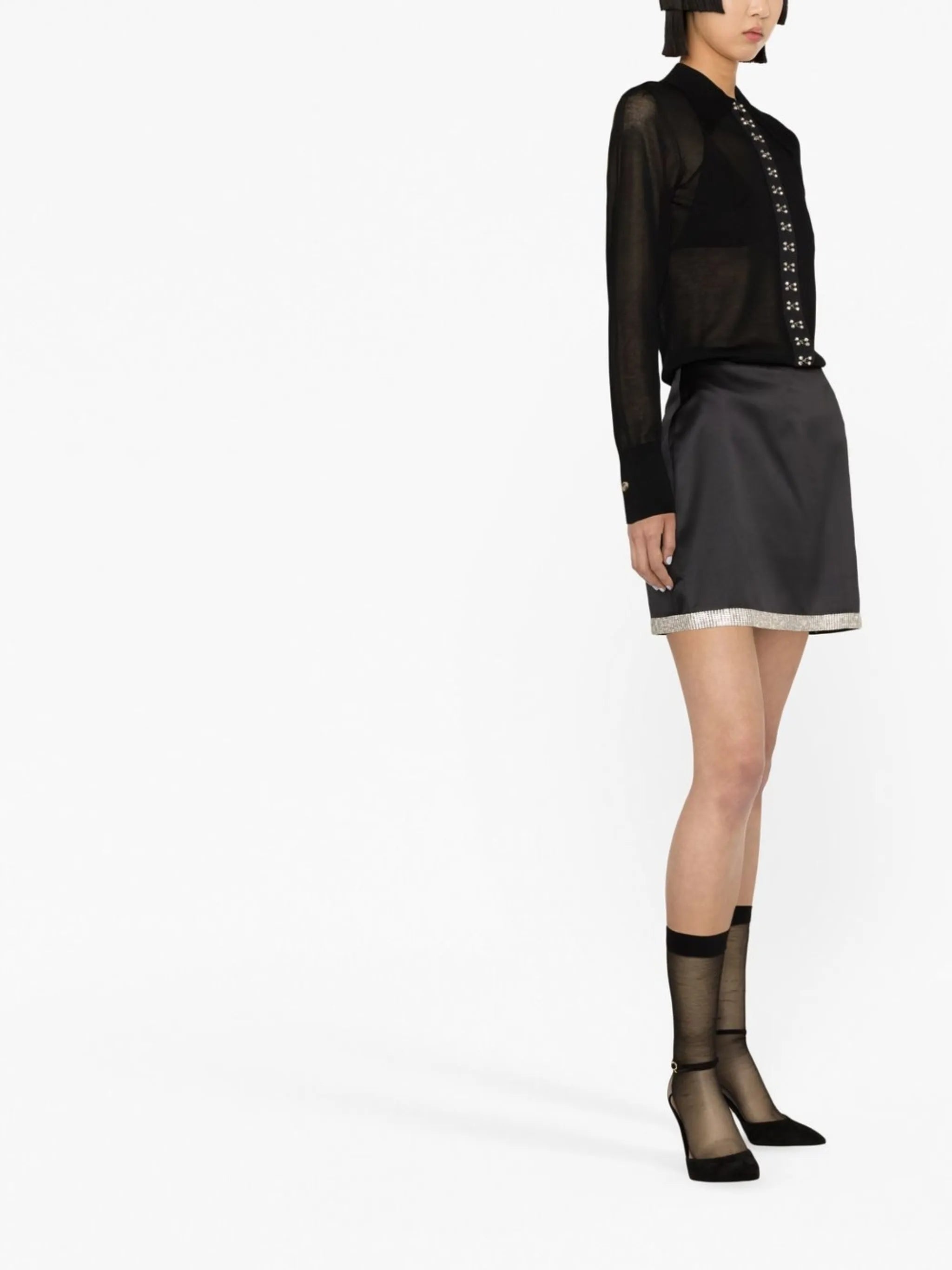 crystal-embellished tencel shirt