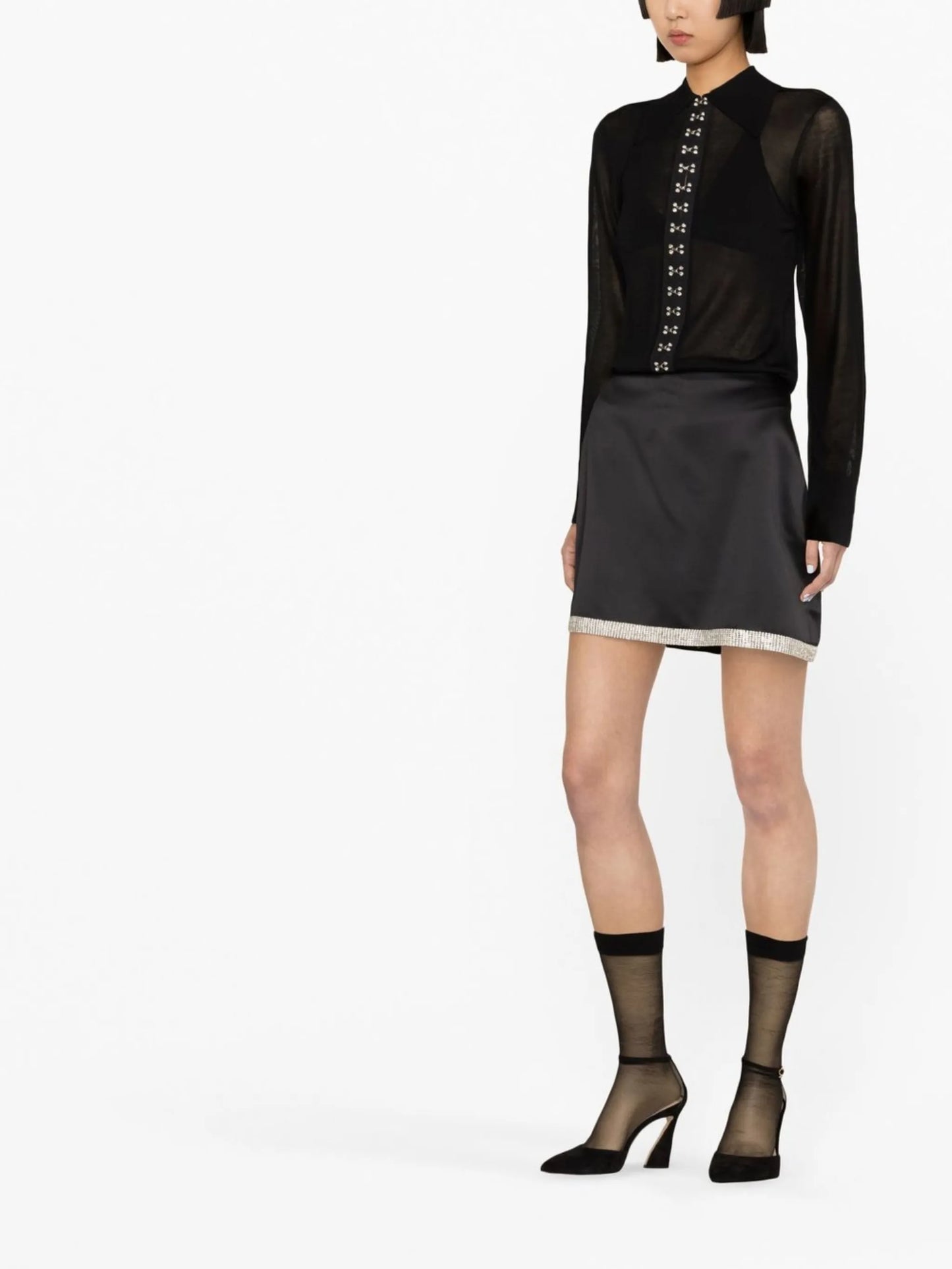 crystal-embellished tencel shirt