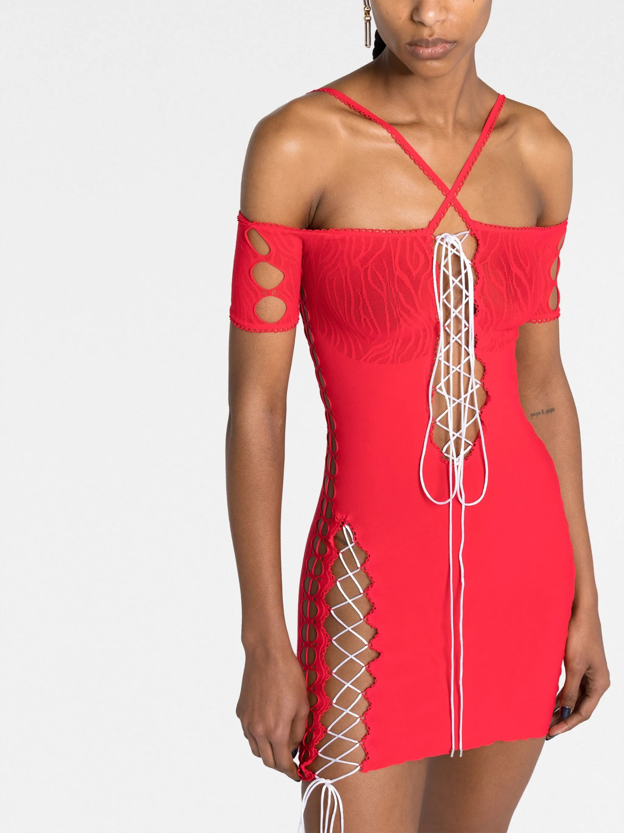 cut-out off-shoulder mini dress
