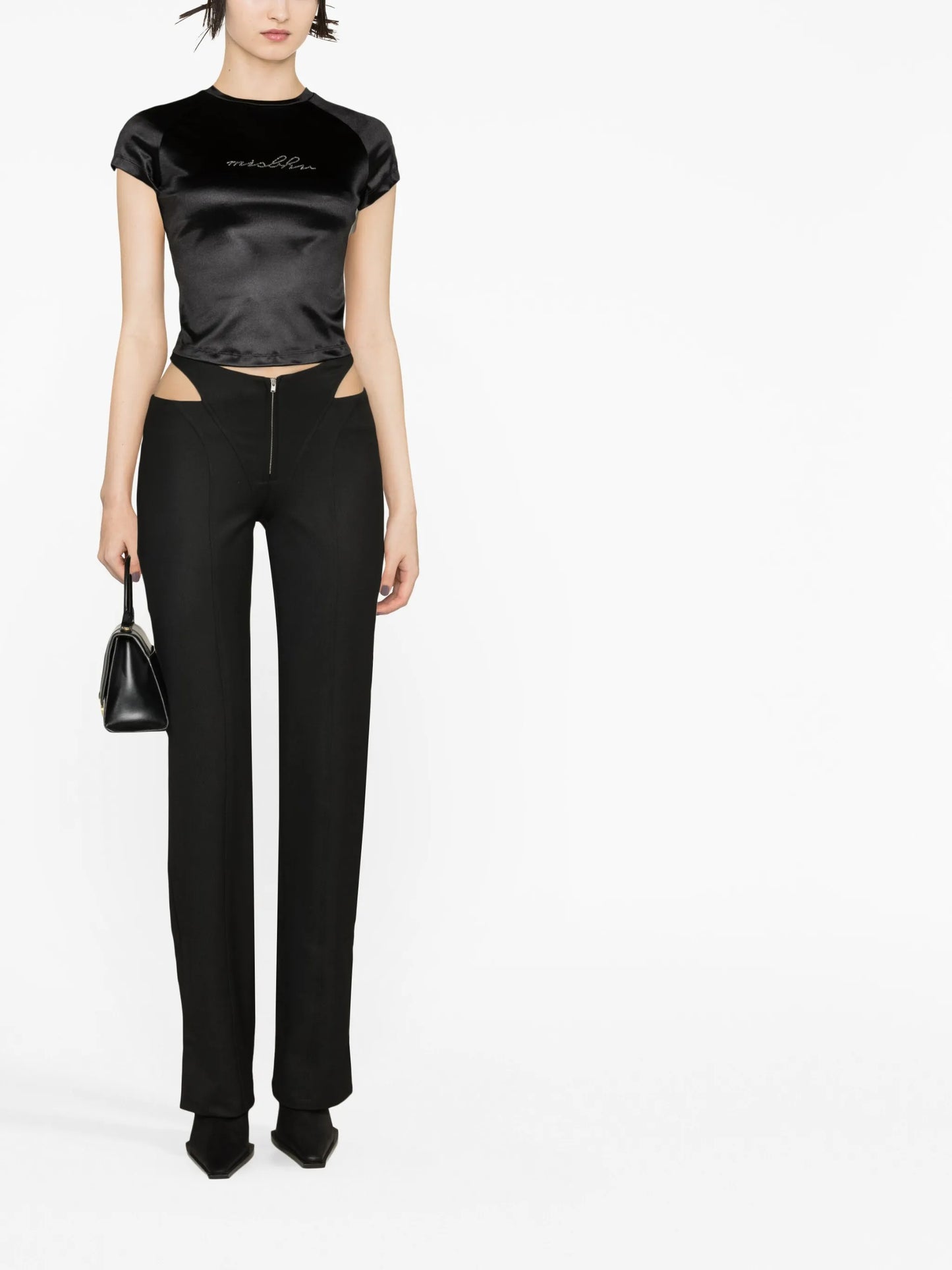 cut-out straight-leg trousers