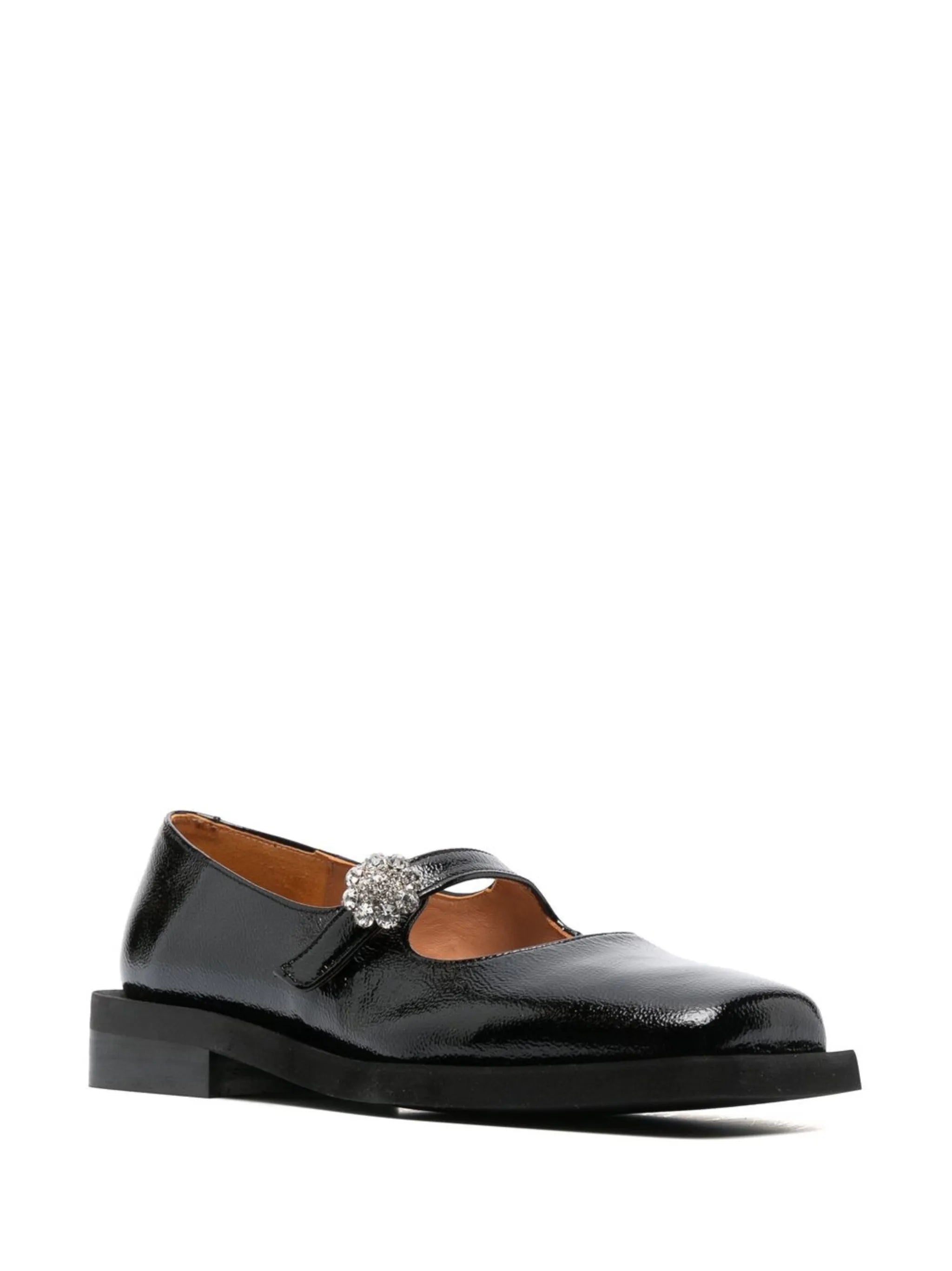 crystal-embellished square toe loafers