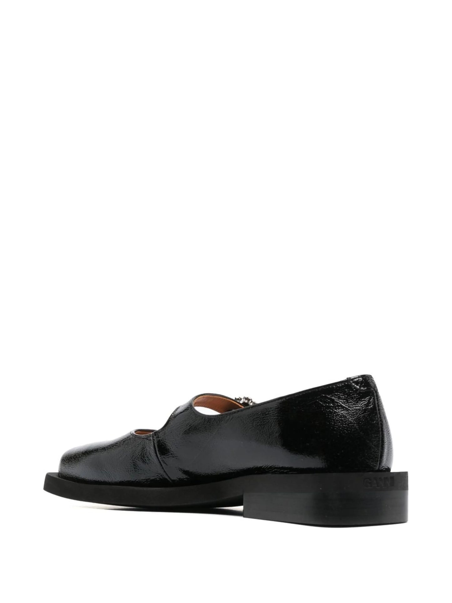 crystal-embellished square toe loafers