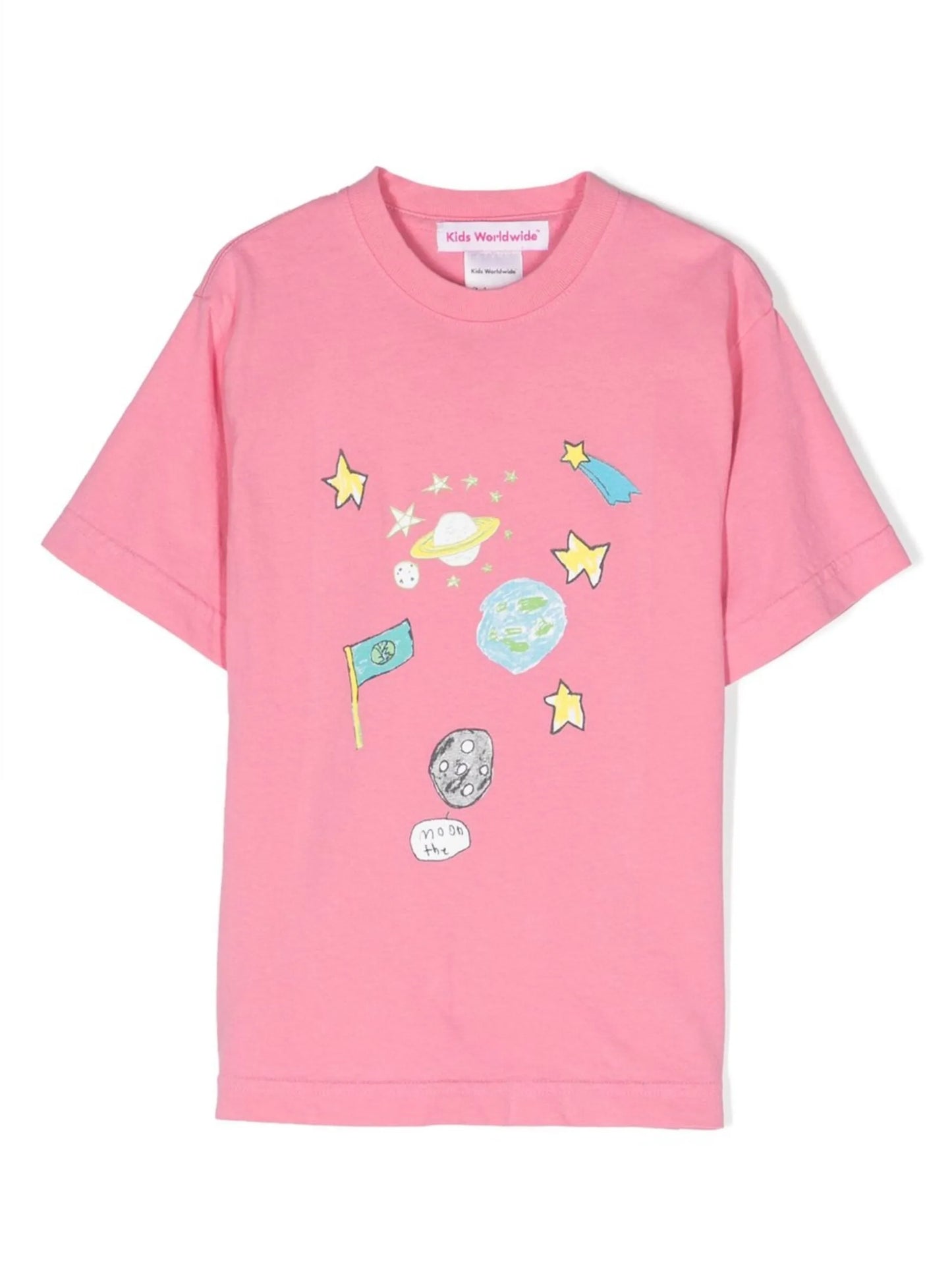 hand-drawn space print T-shirt