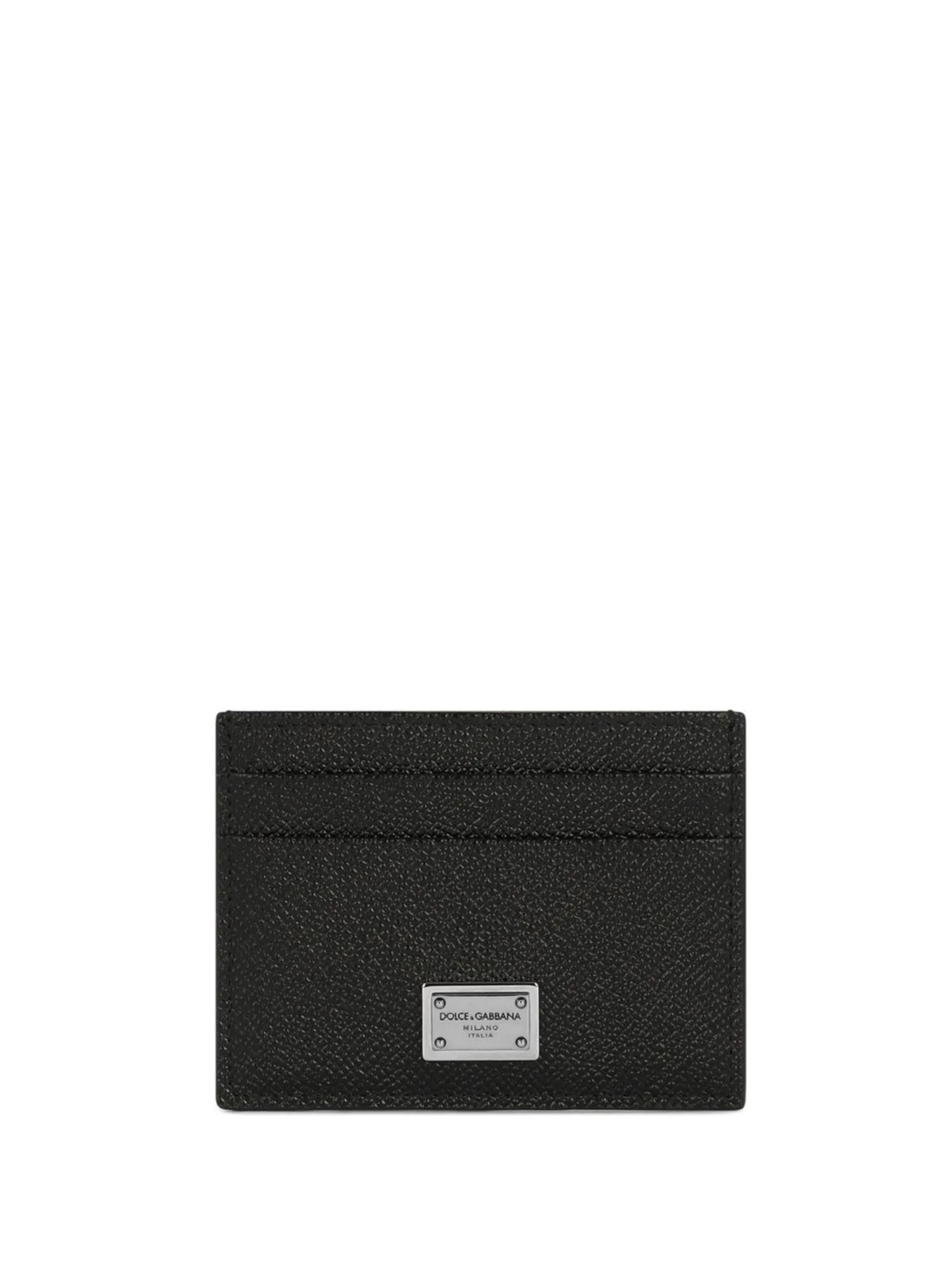 calfskin card holder with branded plate