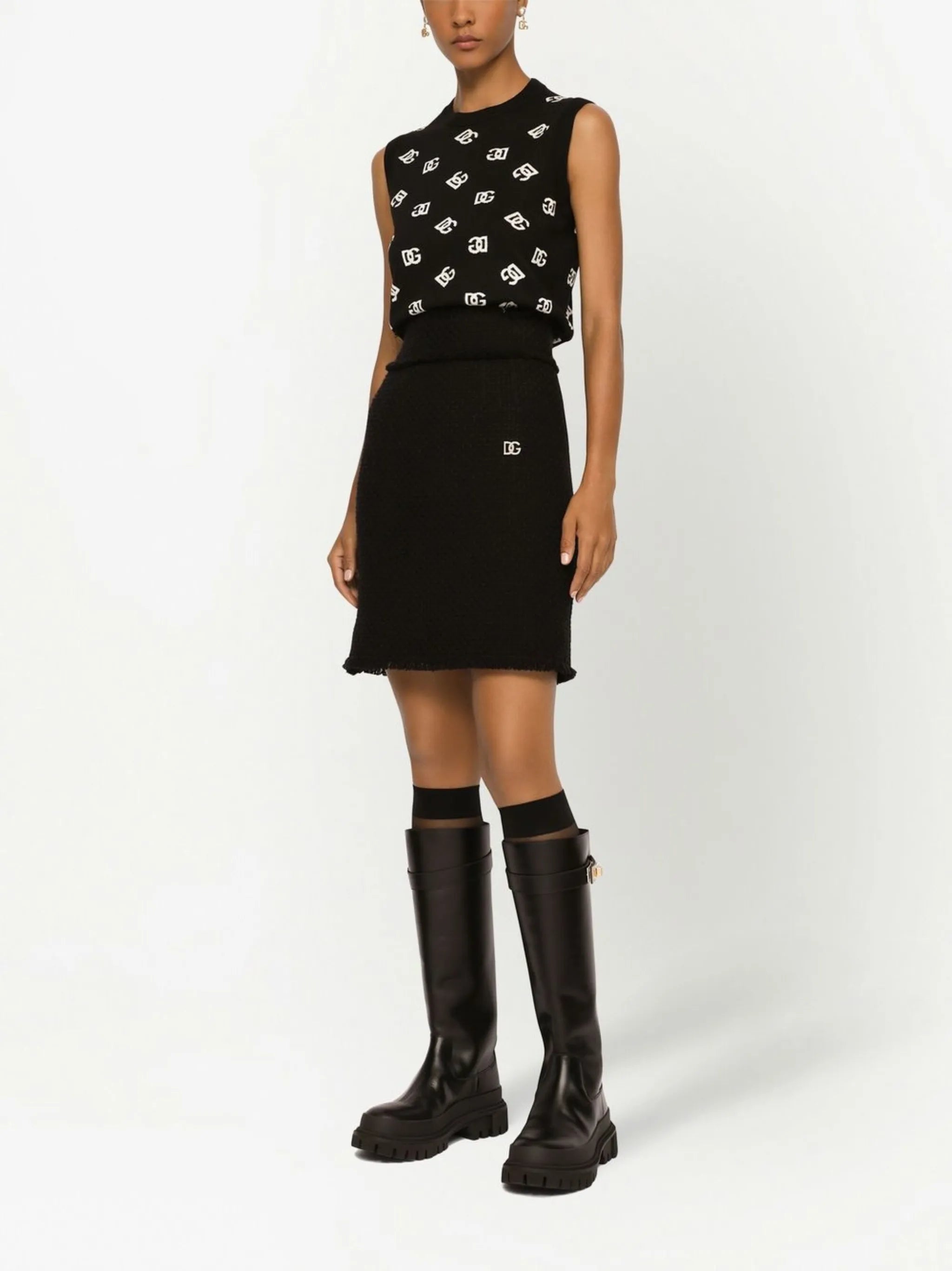 intarsia-logo knitted vest top