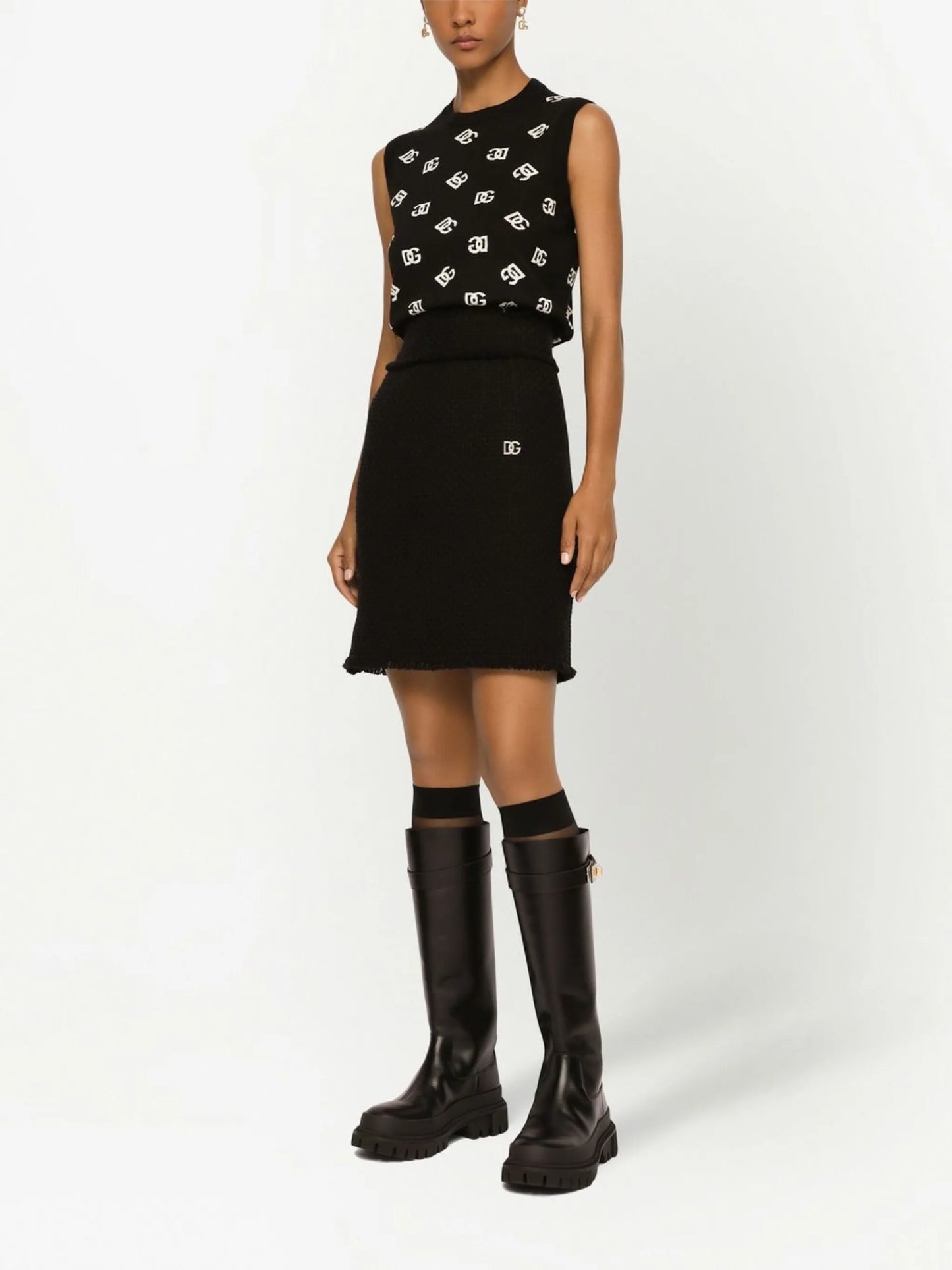 intarsia-logo knitted vest top