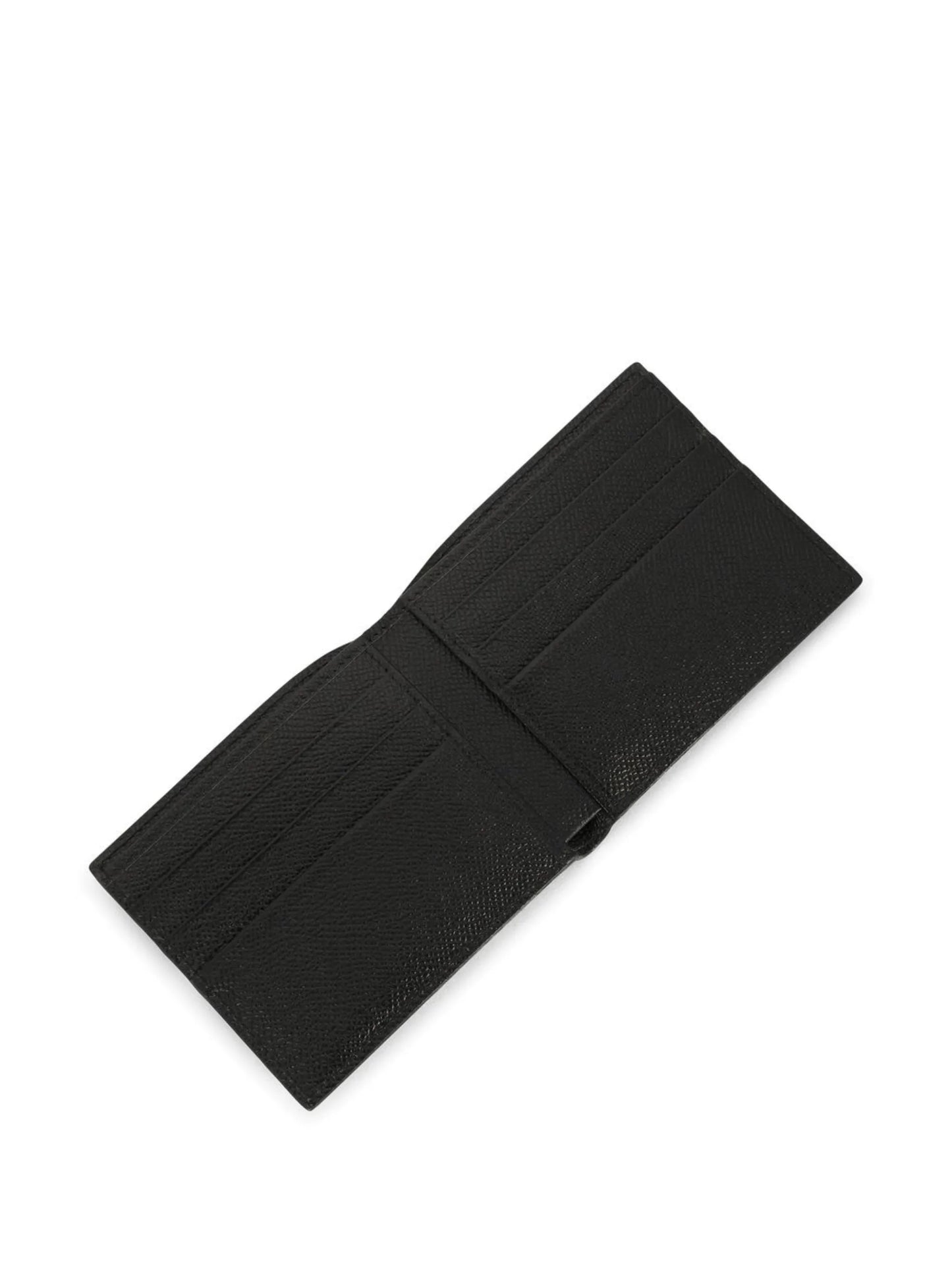 logo-plaque grained leather wallet