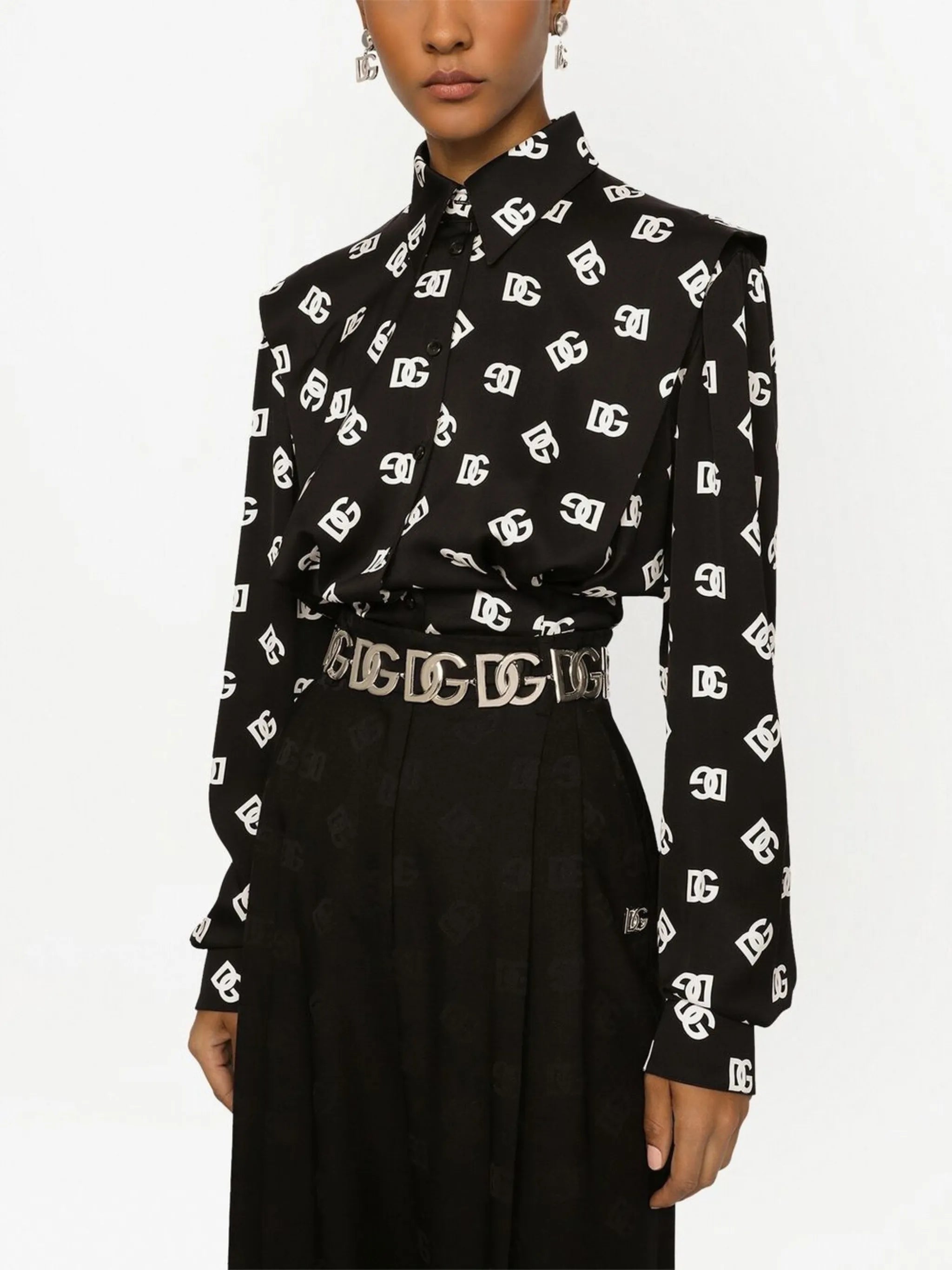 DG-logo stretch-silk shirt
