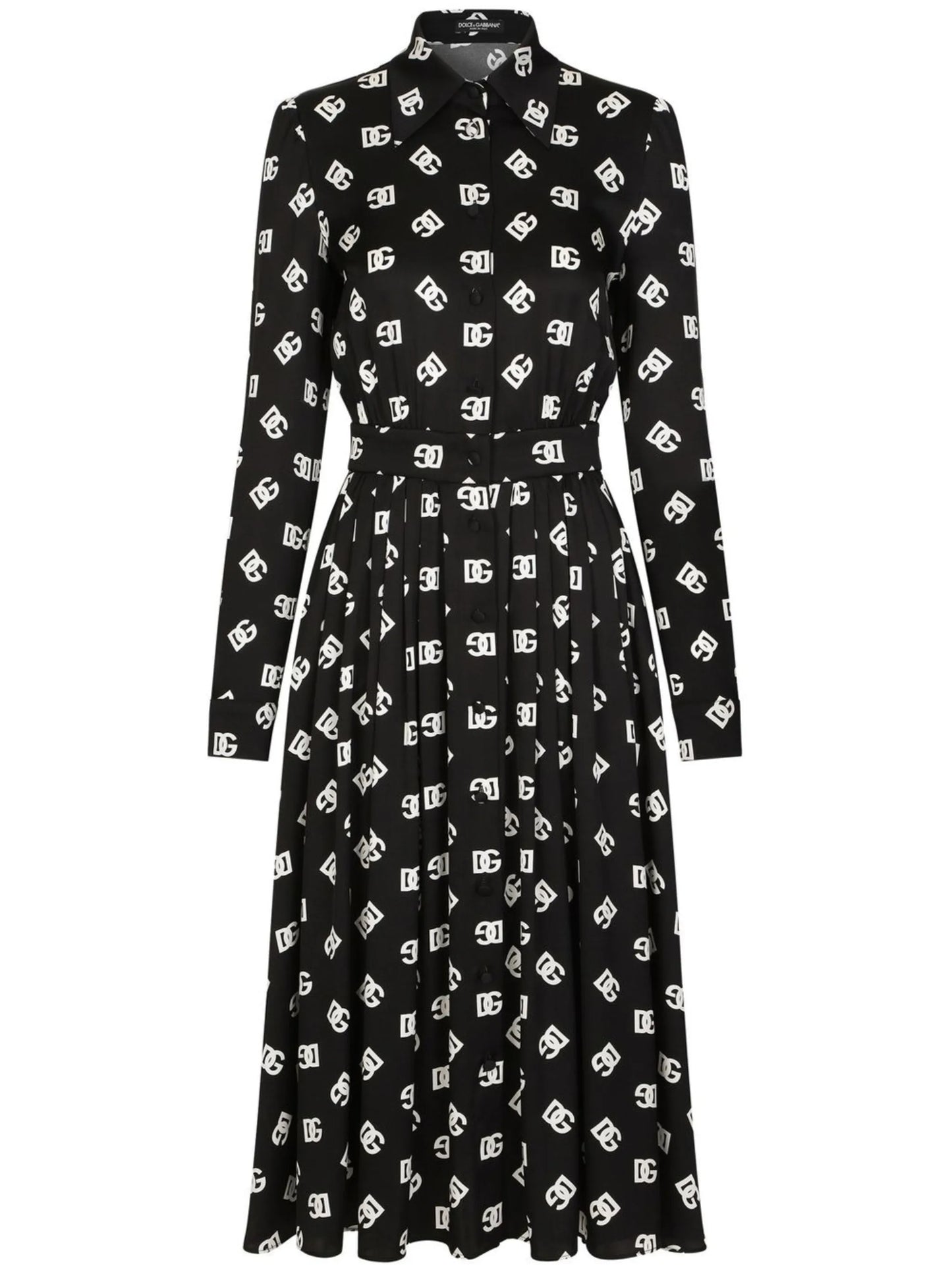 midi logo-print belted dress
