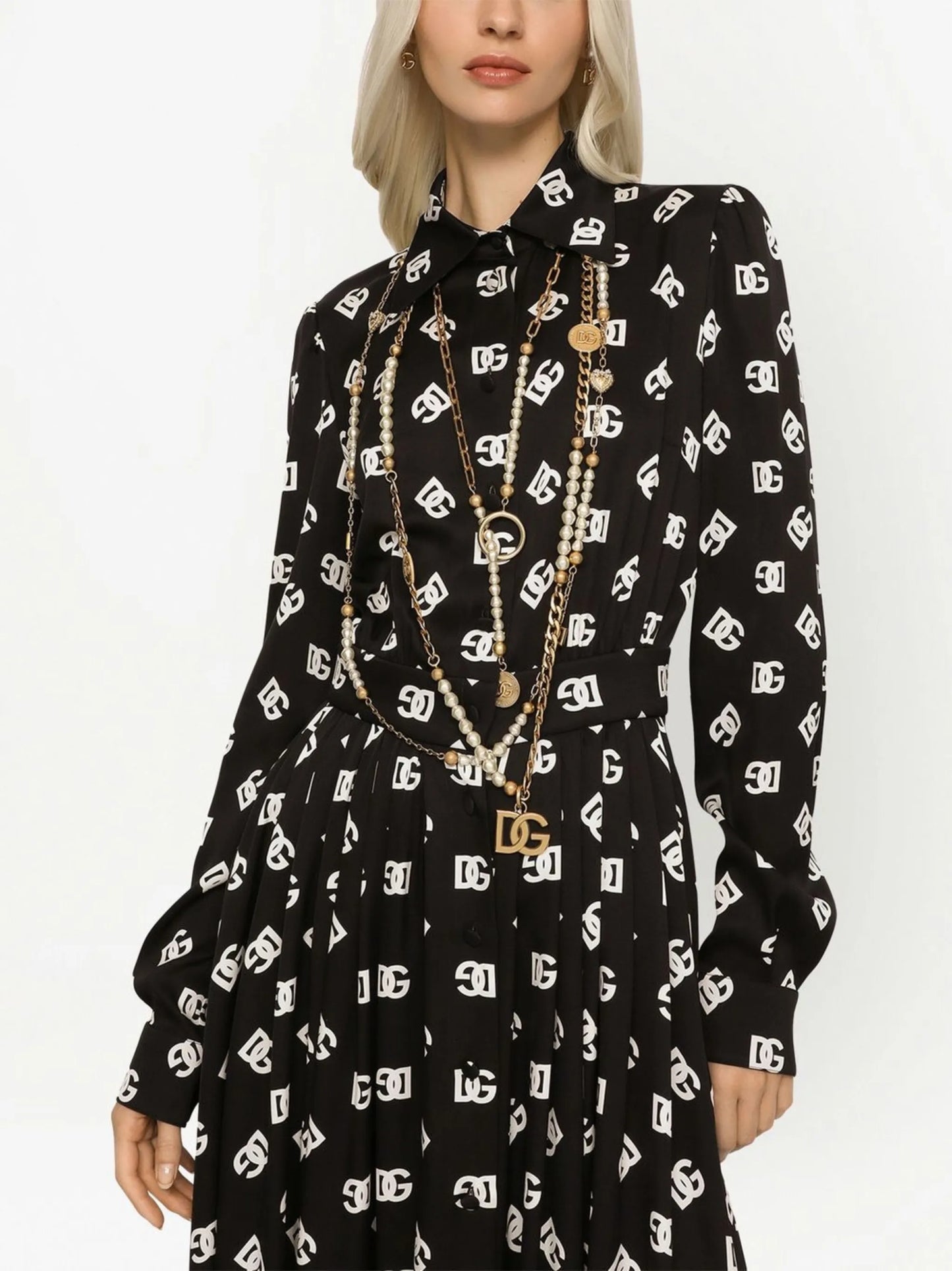 midi logo-print belted dress