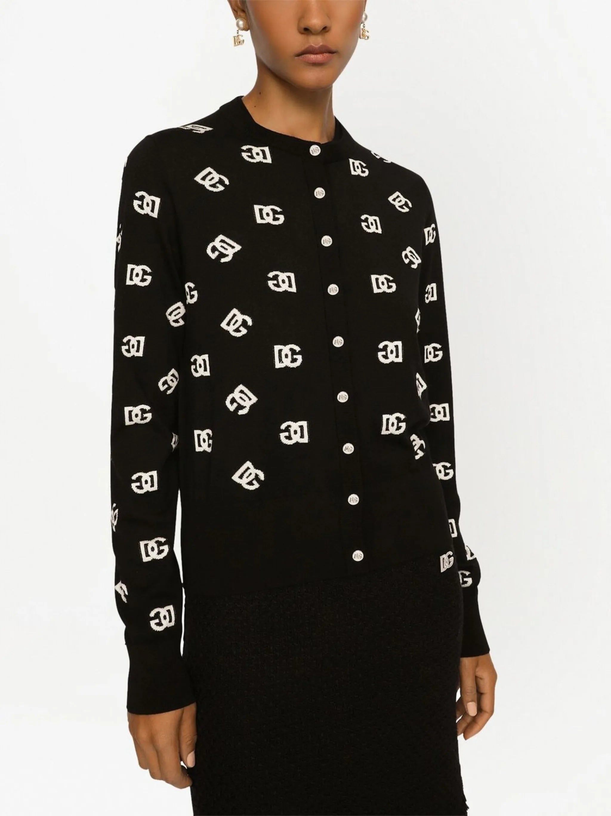 DG-logo wool-silk cardigan