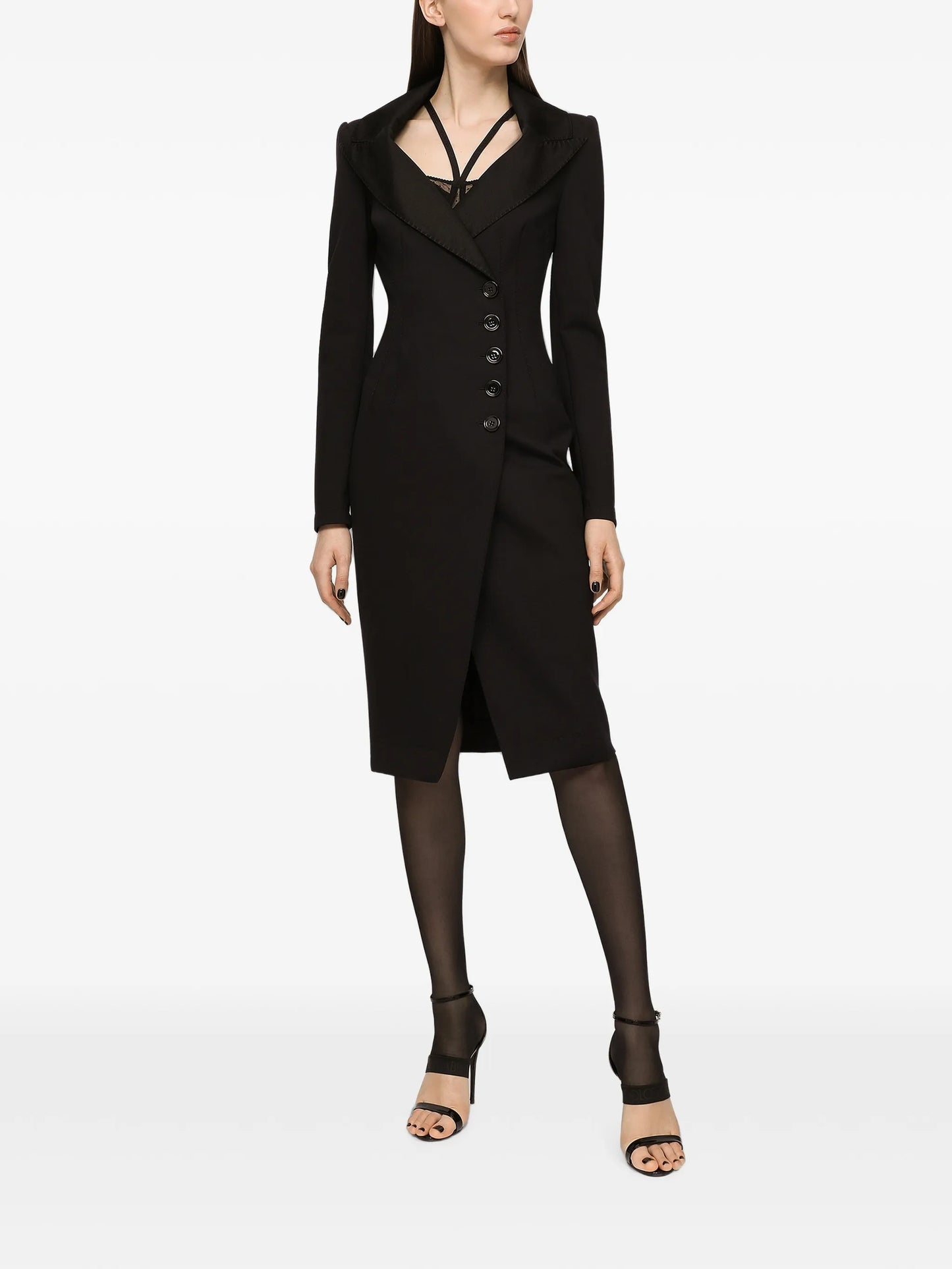 midi tailored long-sleeve dress