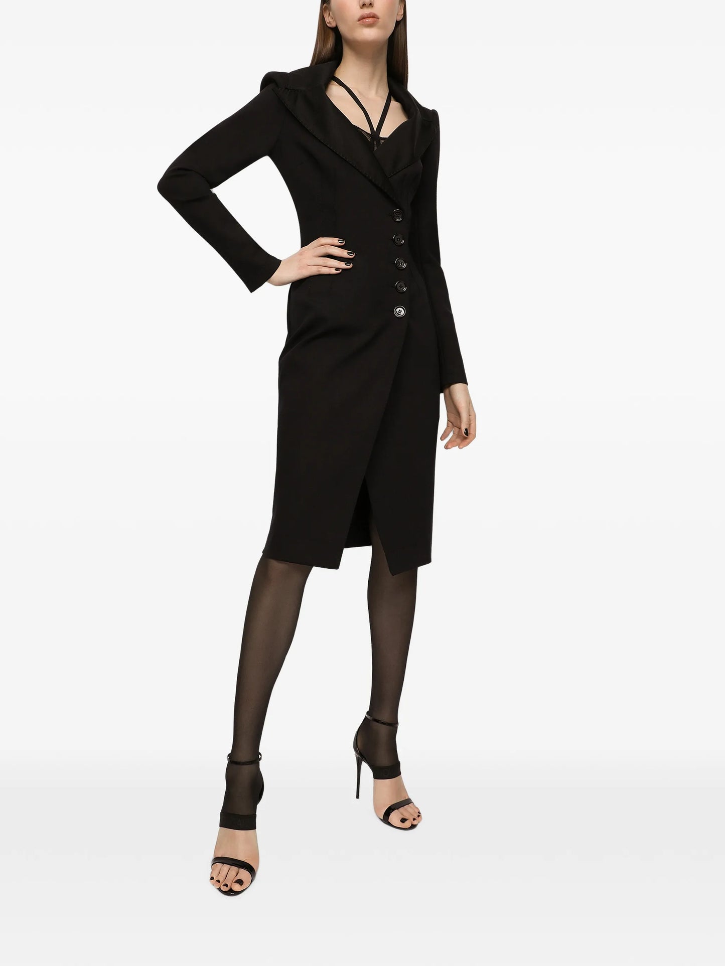 midi tailored long-sleeve dress