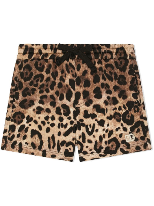 leopard-print track shorts