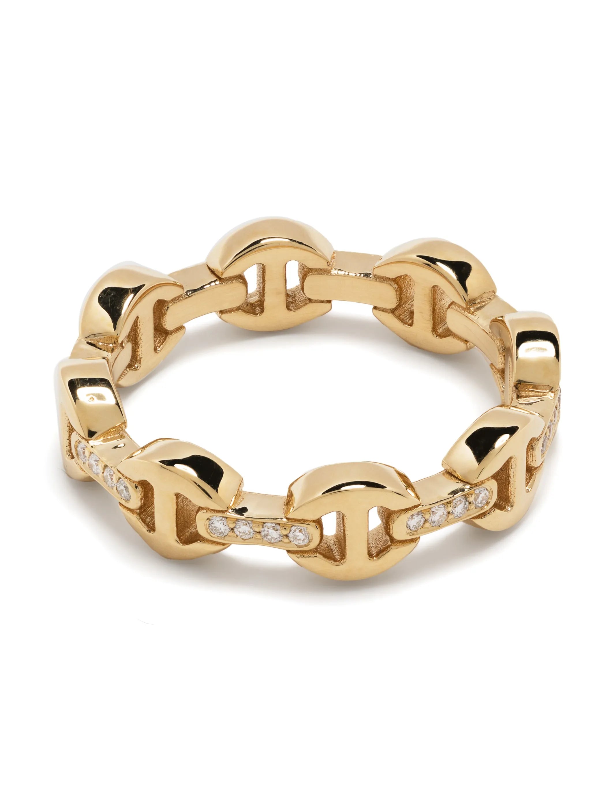 18kt yellow gold diamond chain-link ring