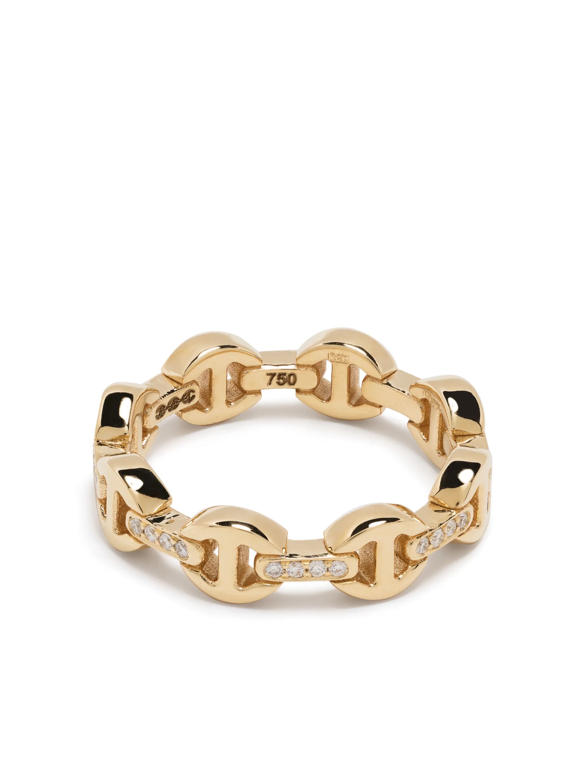 18kt yellow gold diamond chain-link ring