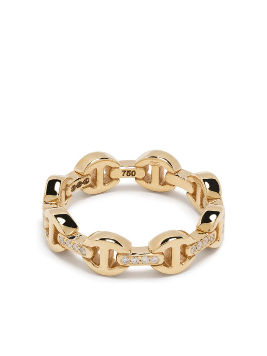 18kt yellow gold diamond chain-link ring