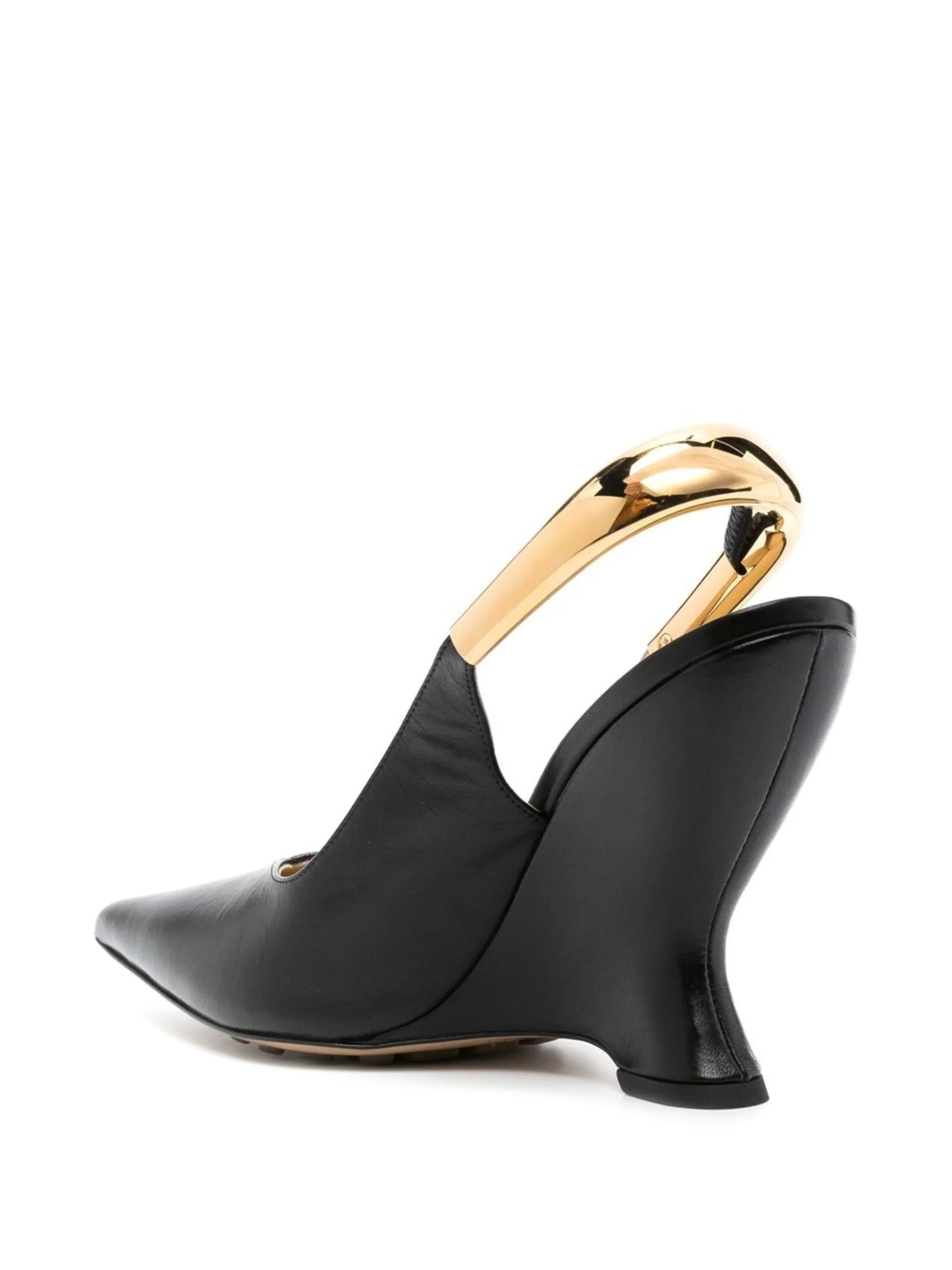 100mm wedge slingback leather pumps