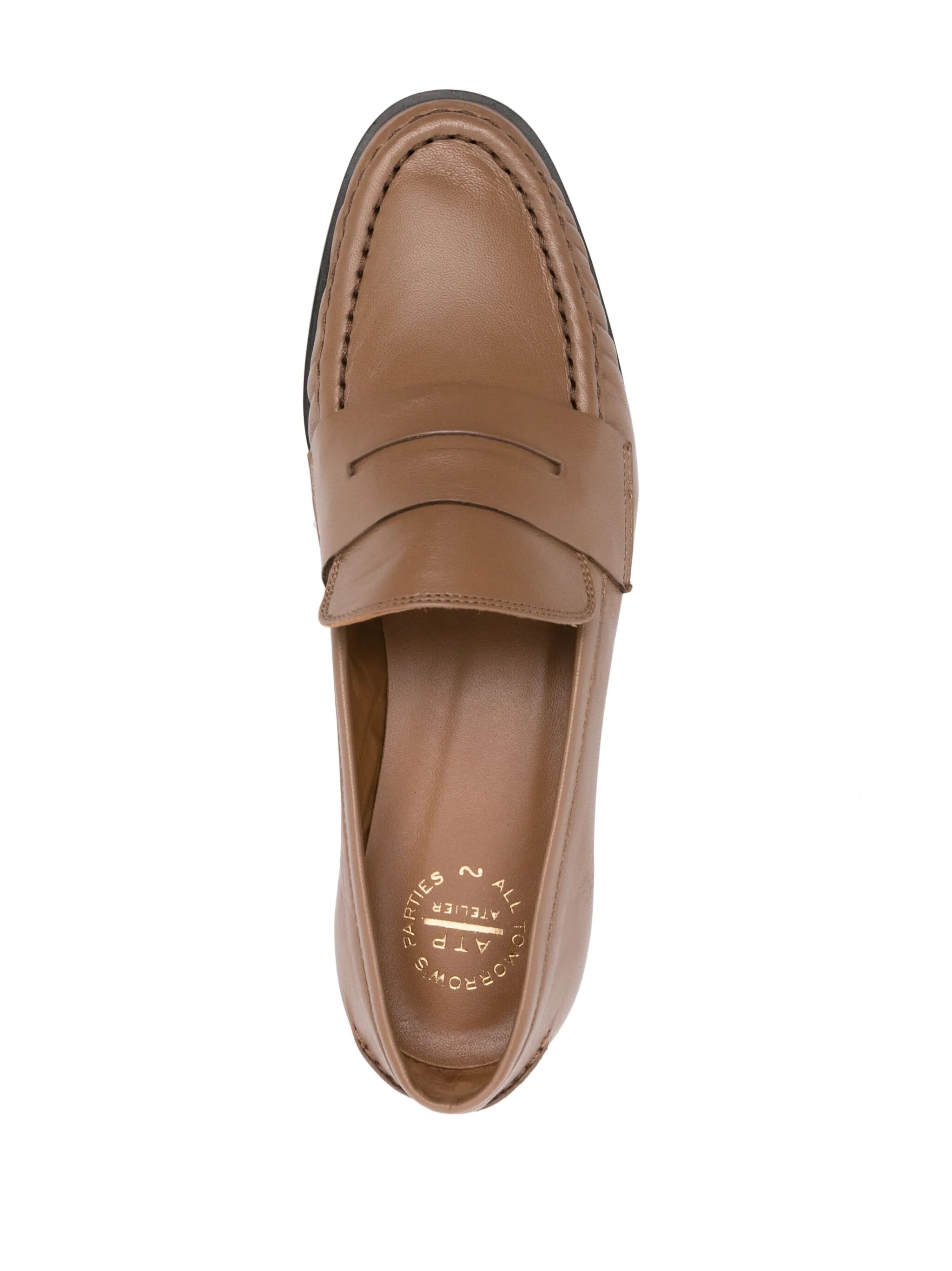 round-toe polished-finish loafers